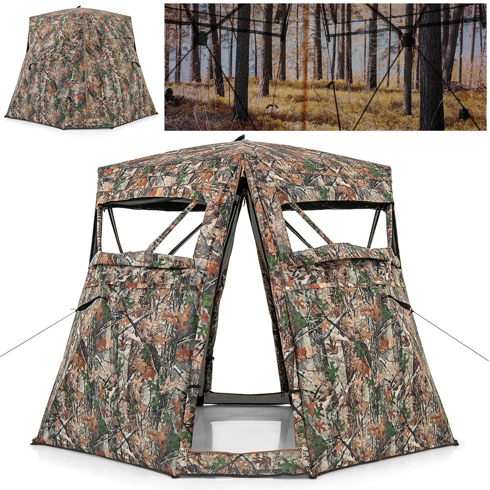 360° One Way See Through Ground Hunting Blind for Deer and Turkey Hunting - Energize Trek