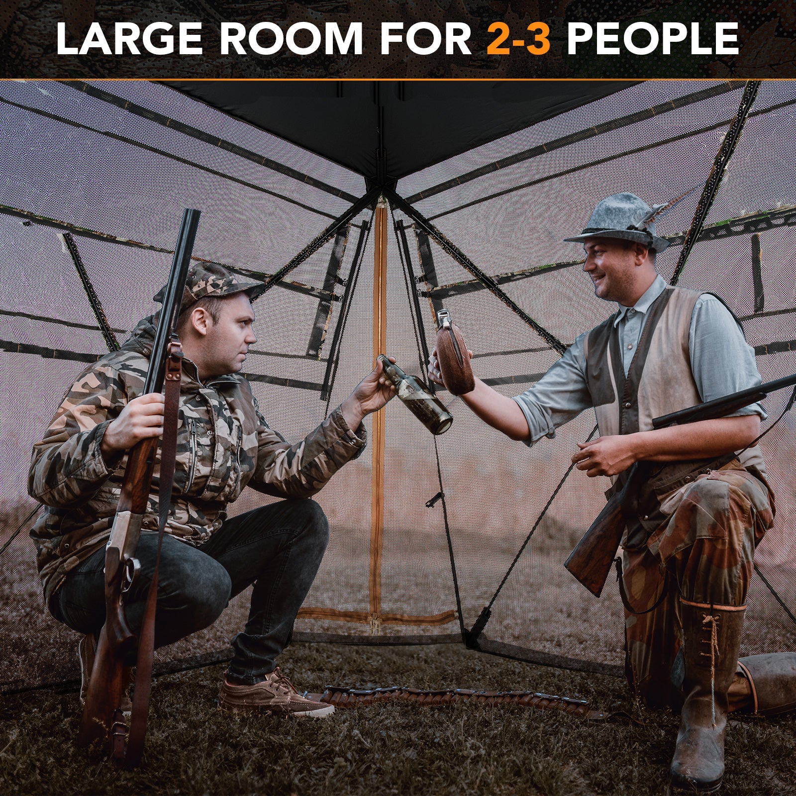 360° One Way See Through Ground Hunting Blind for Deer and Turkey Hunting - Energize Trek