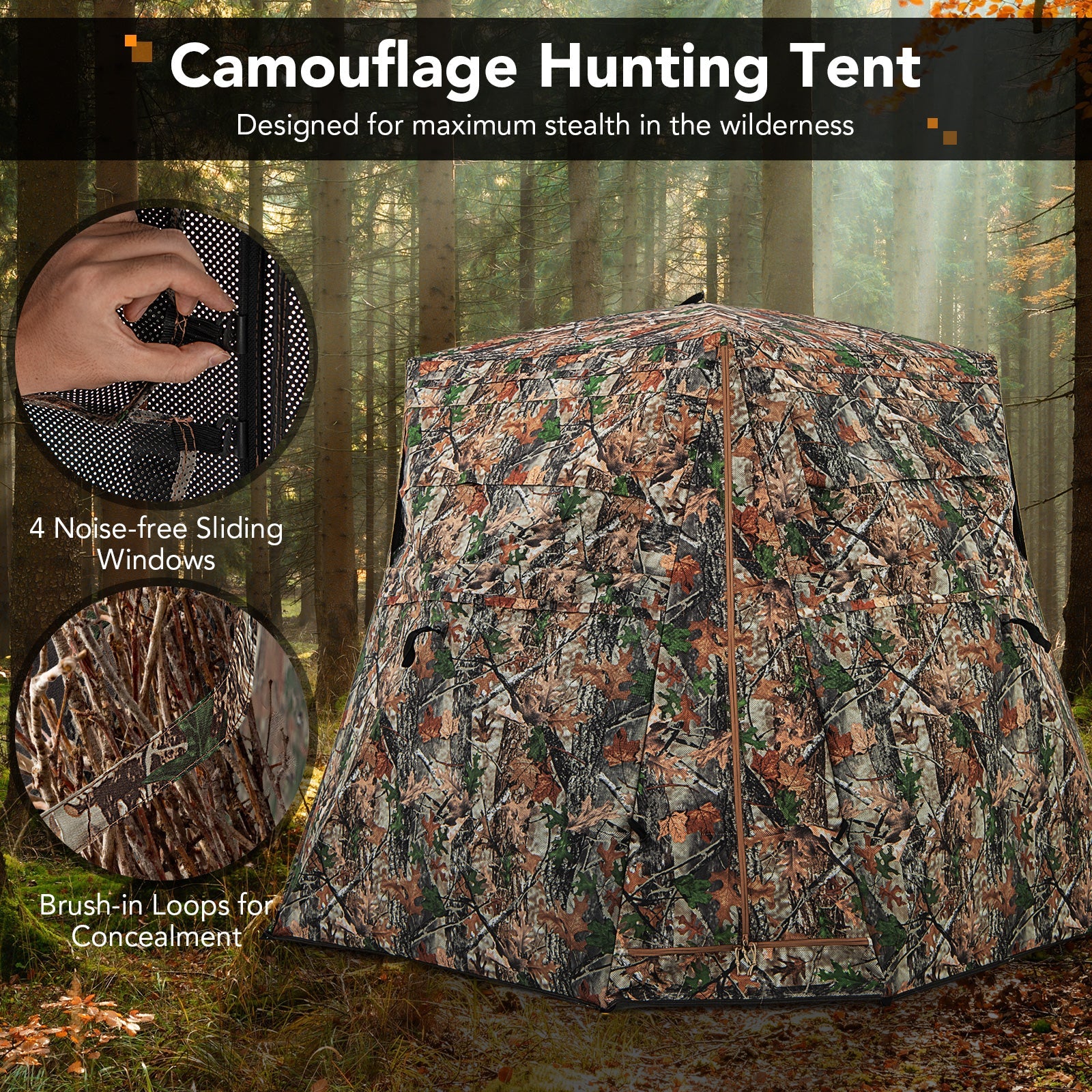 360° One Way See Through Ground Hunting Blind for Deer and Turkey Hunting - Energize Trek