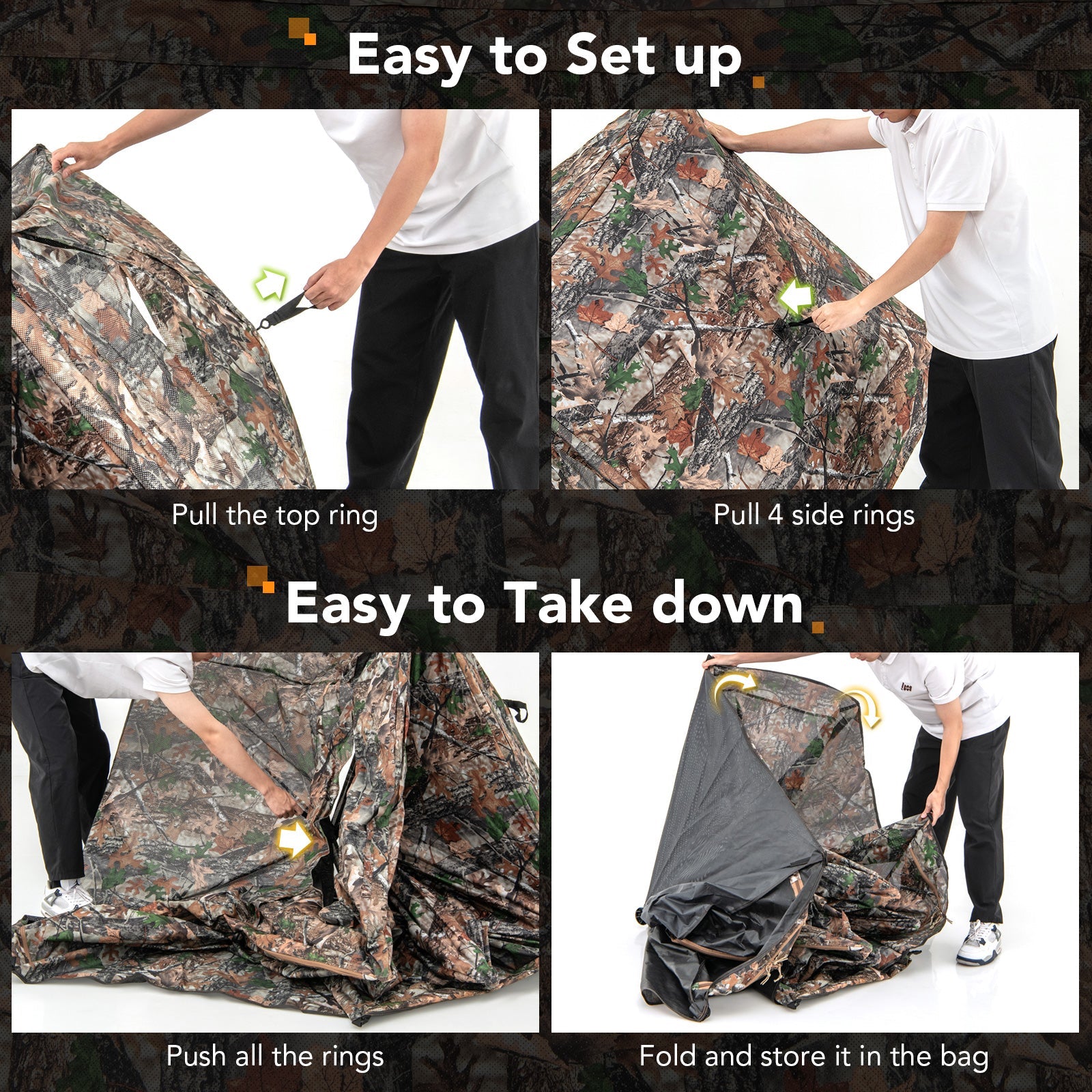 360° One Way See Through Ground Hunting Blind for Deer and Turkey Hunting - Energize Trek