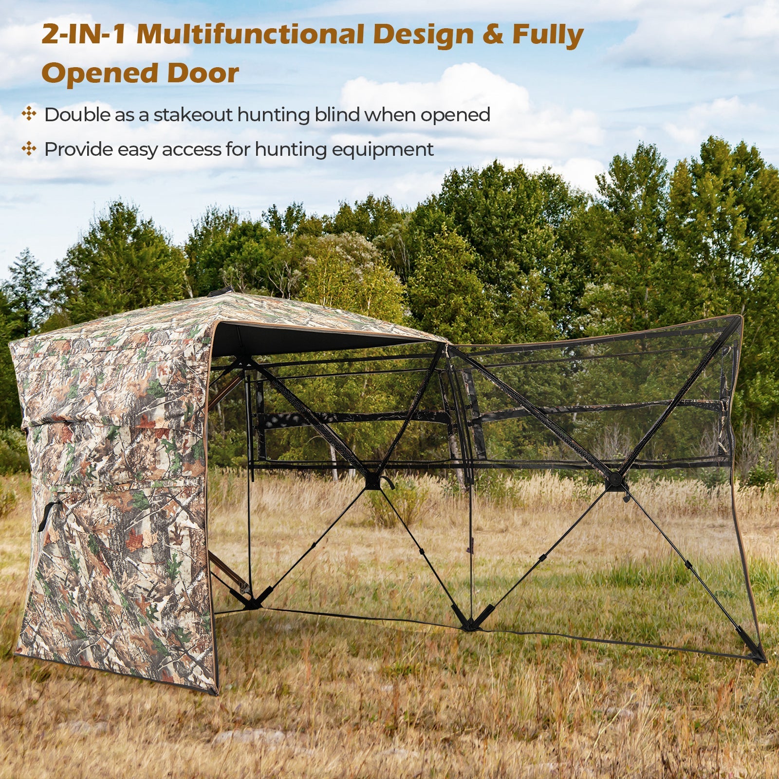 360° One Way See Through Hunting Blind Ground Blind with Portable Carrying Bag - Energize Trek