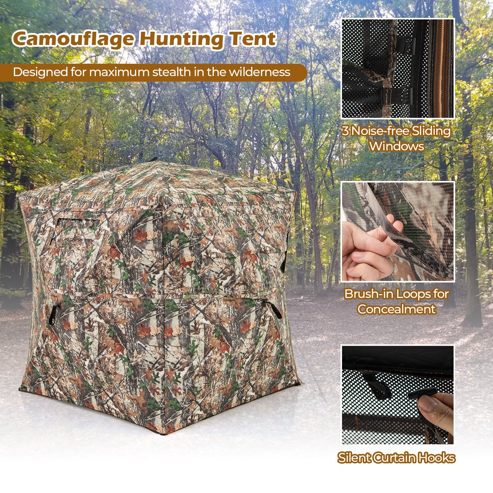 360° One Way See Through Hunting Blind Ground Blind with Portable Carrying Bag - Energize Trek