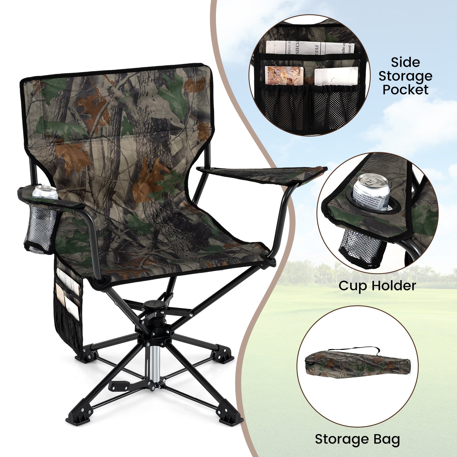 360° Swivel Hunting Chair Portable Foldable - Energize Trek