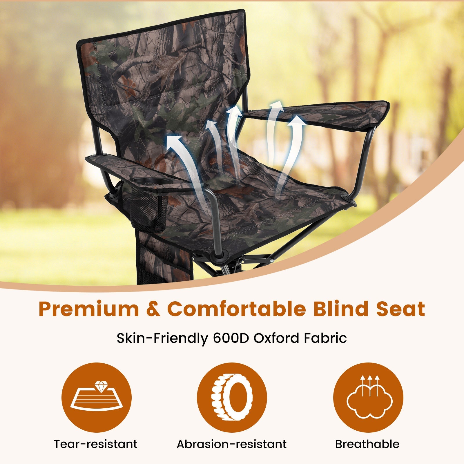 360° Swivel Hunting Chair Portable Foldable Hunting Chair Set of 2-Camo - Energize Trek
