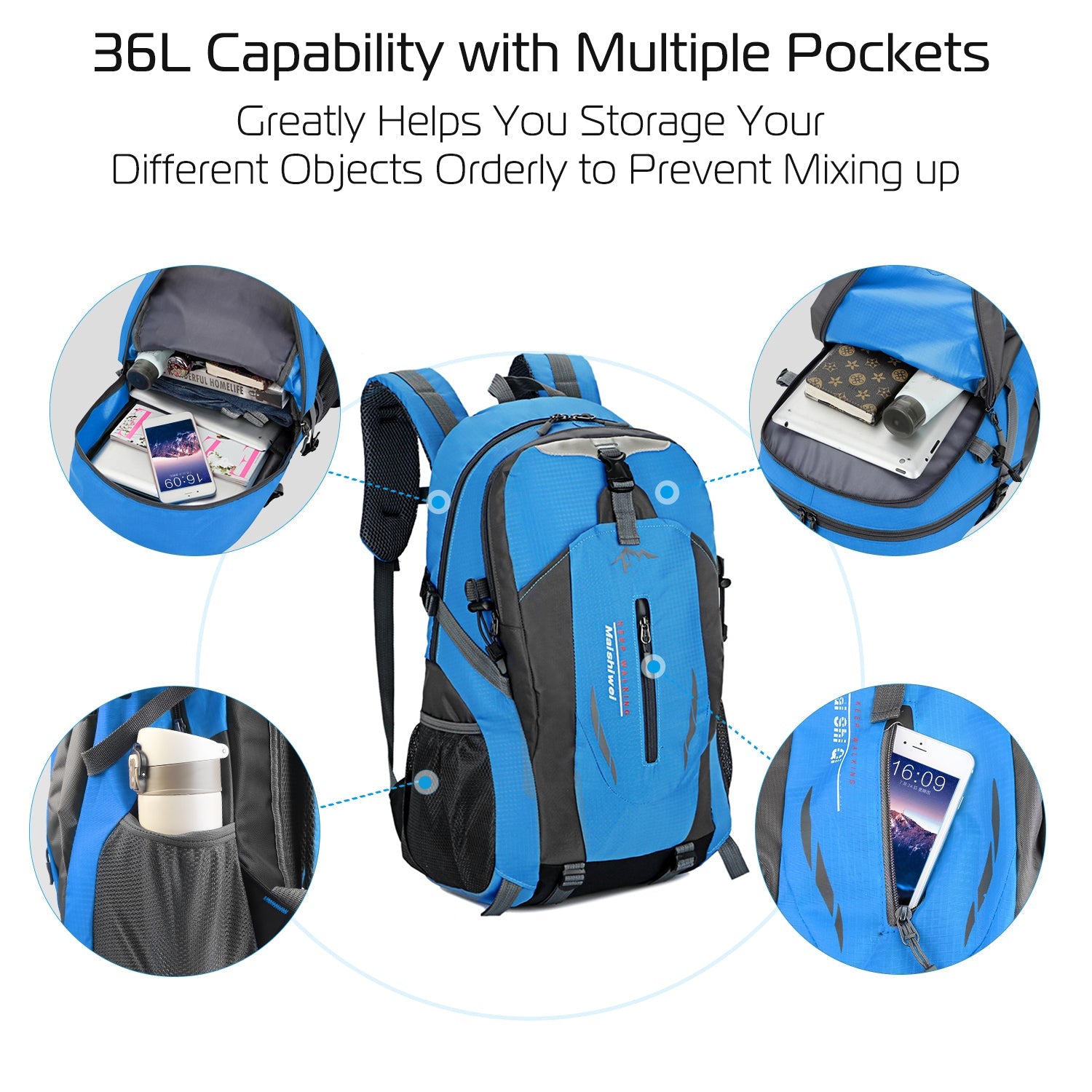 36L Outdoor Backpack Waterproof Daypack Travel Knapsack - Energize Trek