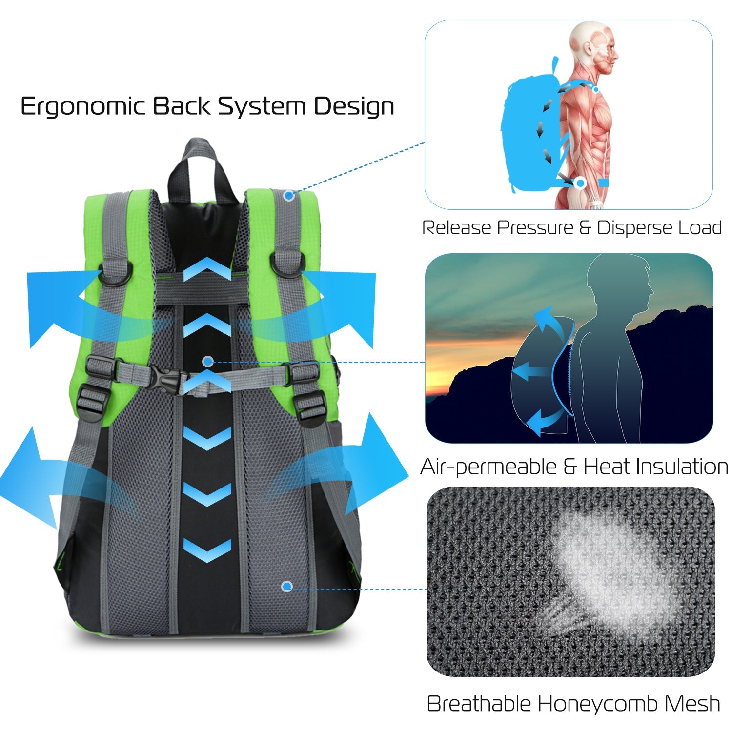 36L Outdoor Backpack Waterproof Daypack Travel Knapsack - Energize Trek
