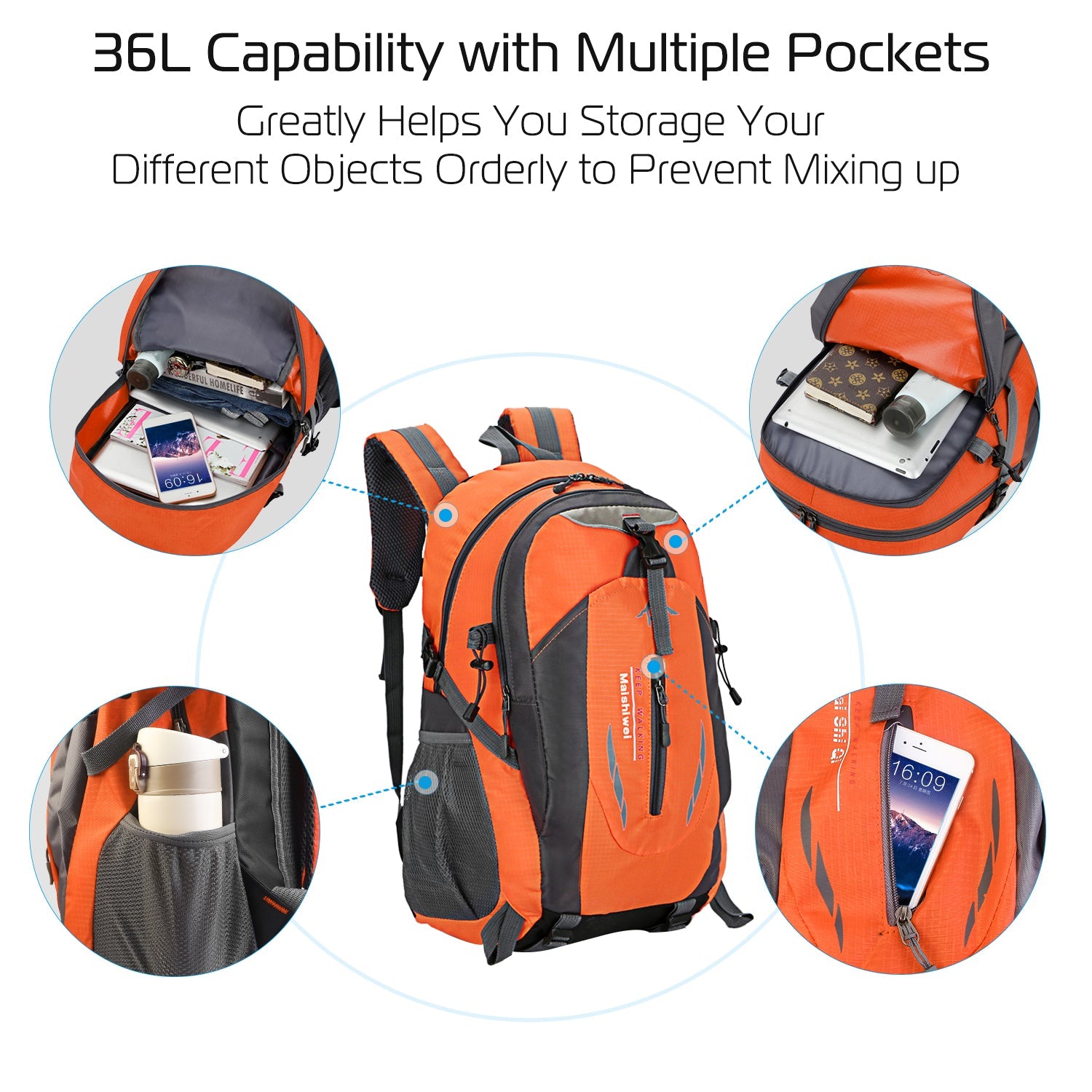 36L Outdoor Backpack Waterproof Daypack Travel Knapsack - Energize Trek