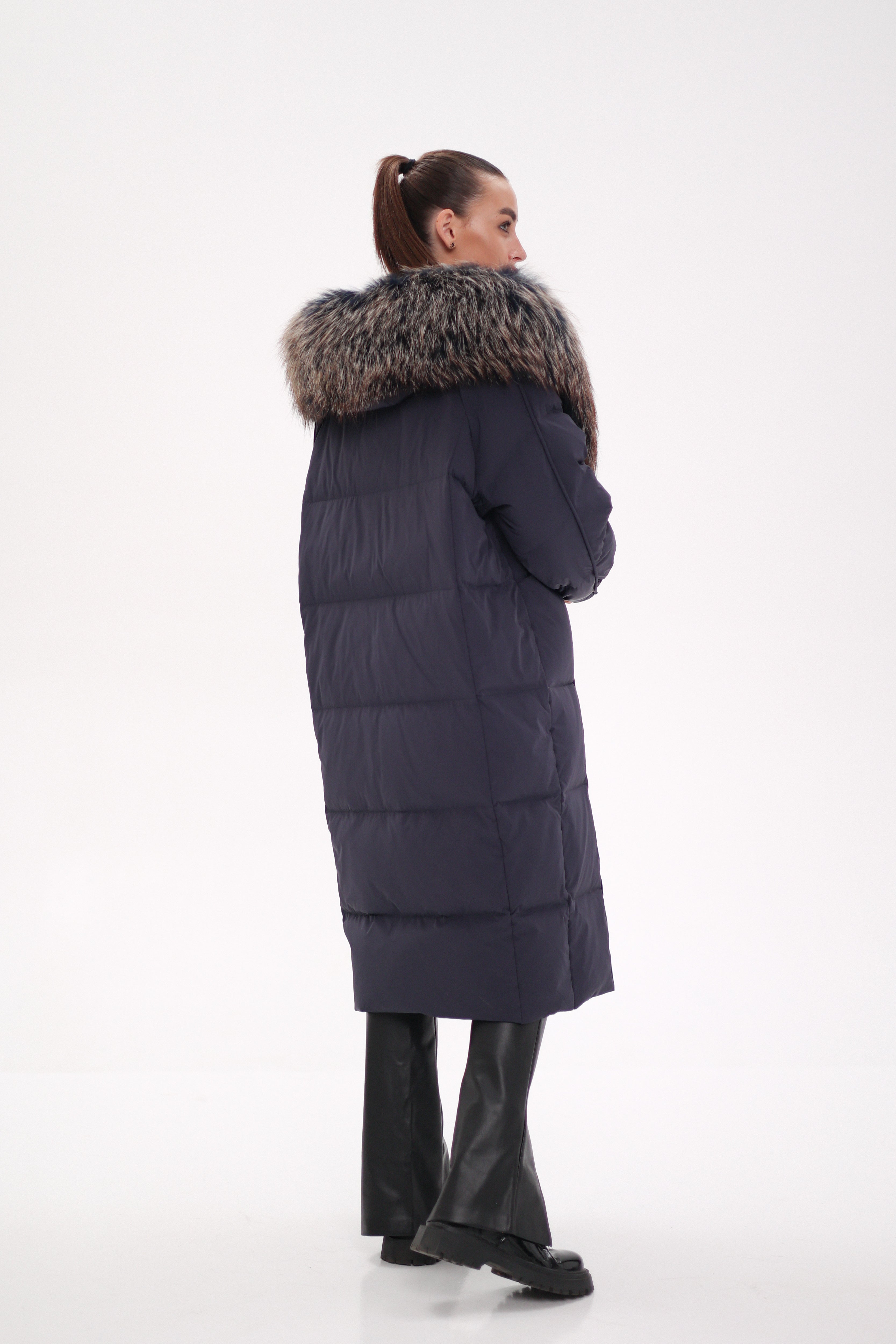 Rei Genuine Fur Trim Hooded Down Coat in Navy - Energize Trek