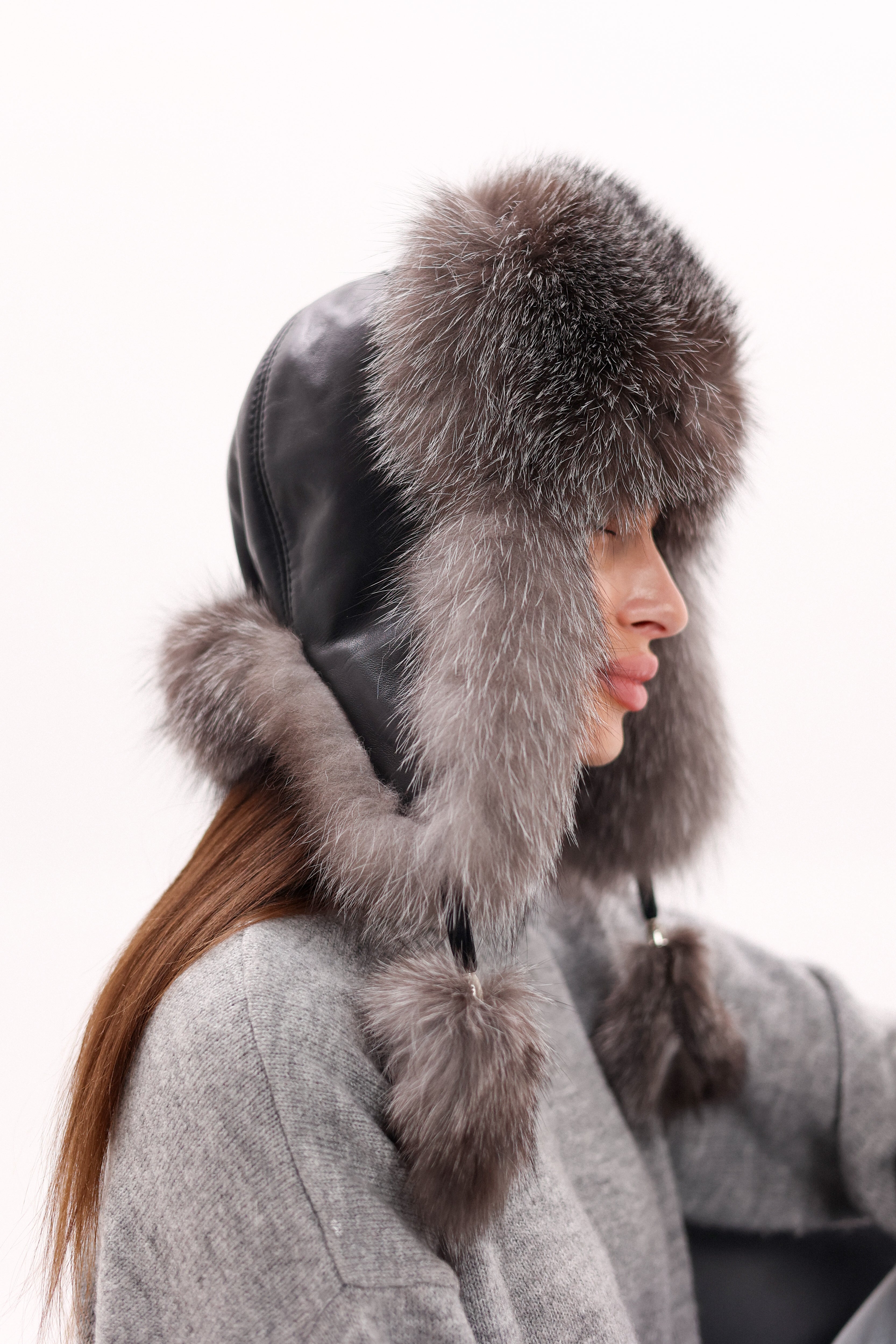 Genuine Silver Fox Fur Genuine Leather Hat - Energize Trek