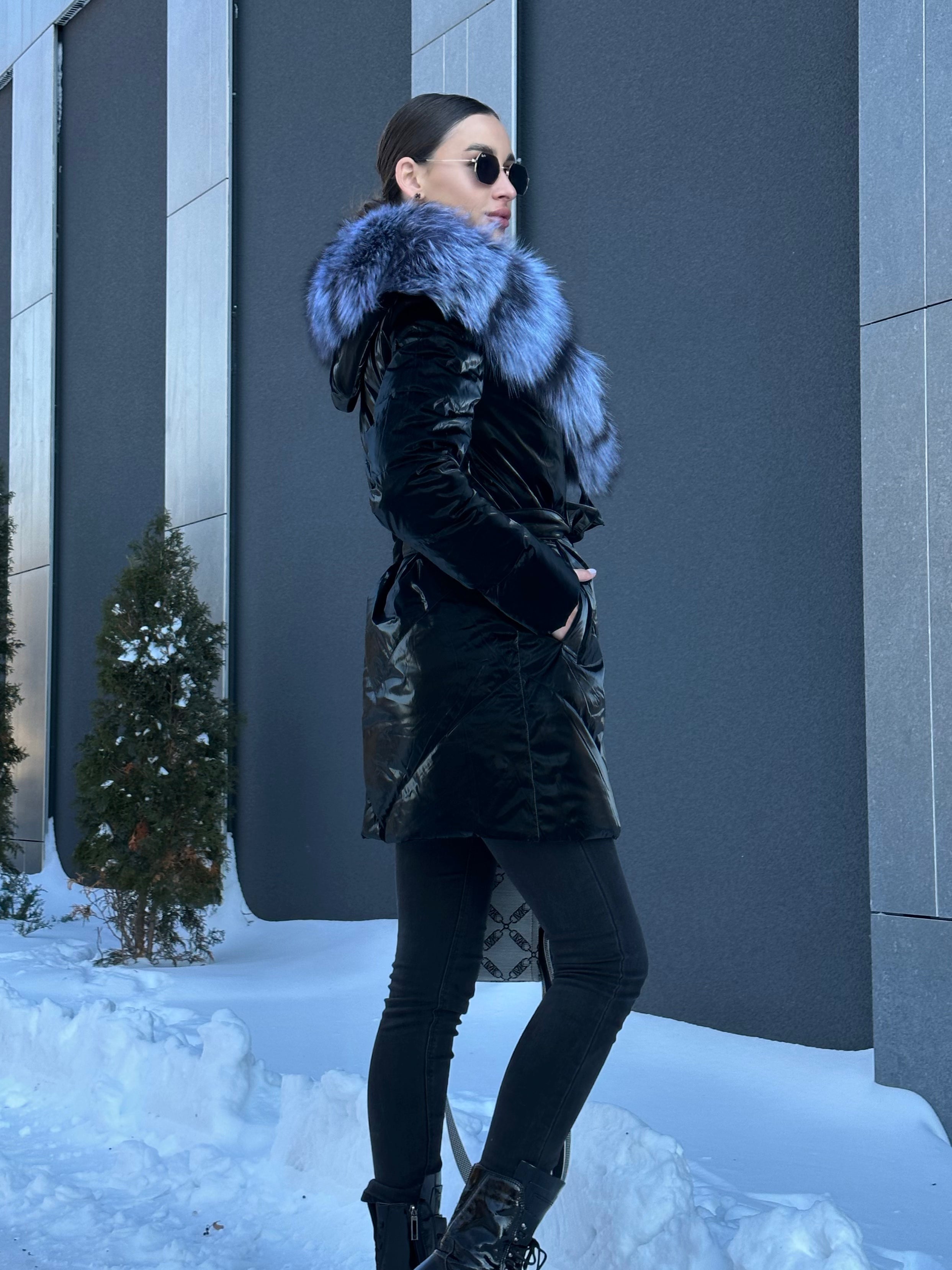 Genuine Silver Fox Fur Down Fill Coat - Energize Trek