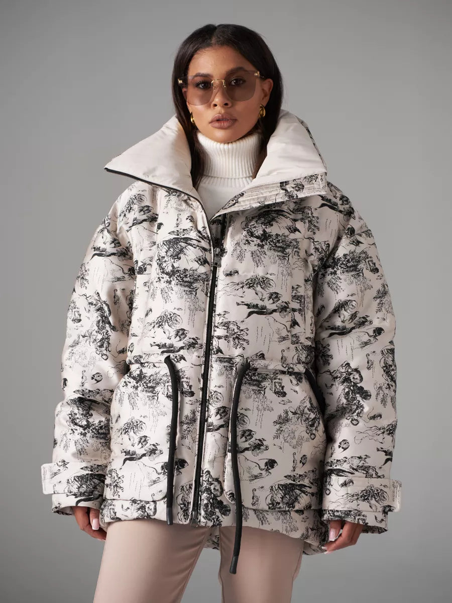 Monochrome Jacquard Down Fill Coat - Energize Trek