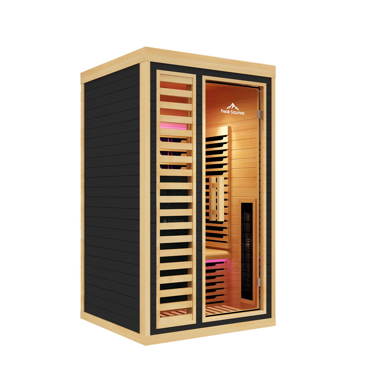 Peak Saunas Shasta 1-Person Full Spectrum Infrared Sauna with XL Medical-Grade Red Light Therapy & Smart WiFi App Control - Energize Trek