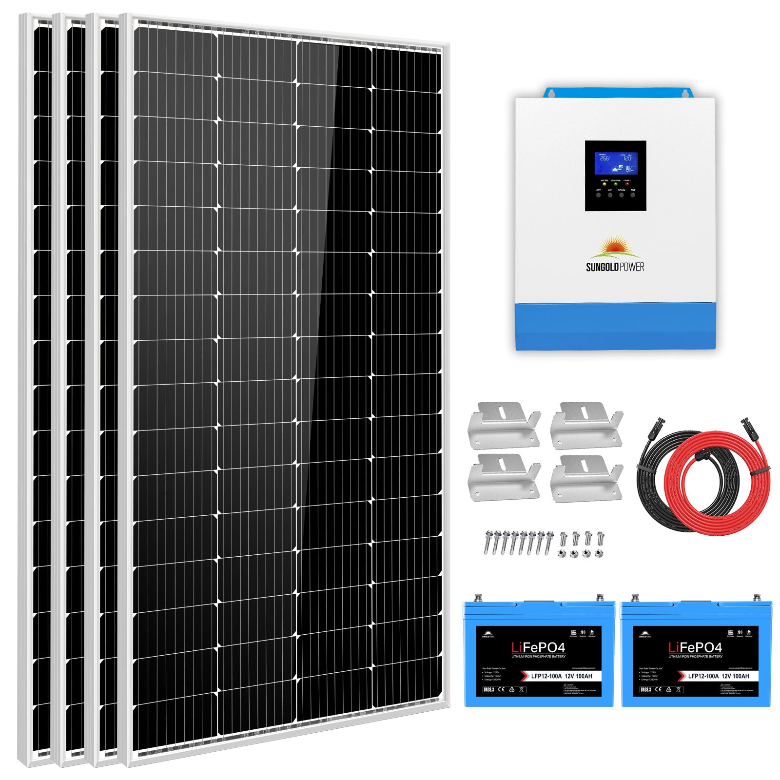 Solar Kit 3000W 24V Inverter 120V output Lithium Battery 800 Watt Solar Panel SGKT-3PRO - Energize Trek