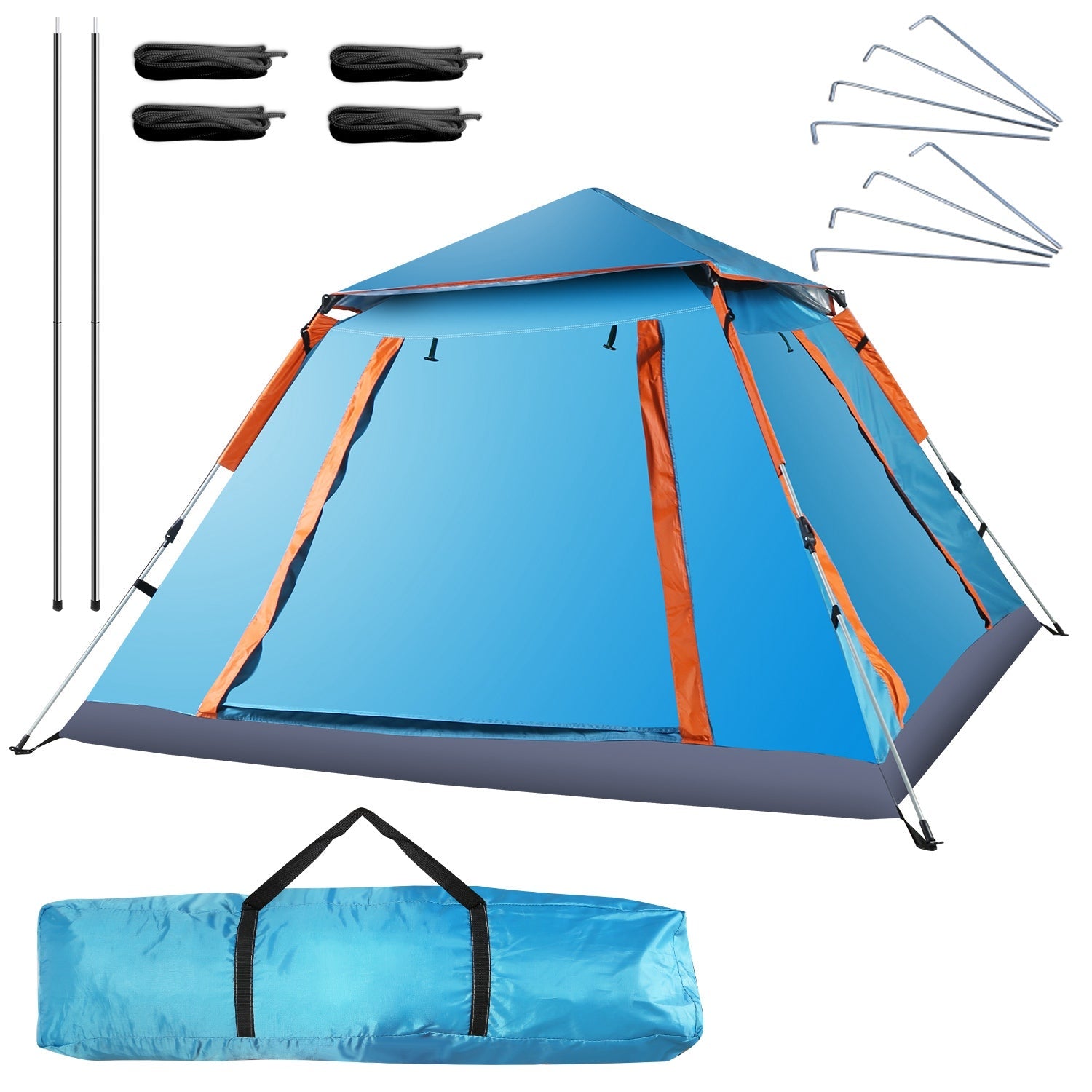 4-5 Person Camping Tent Outdoor Foldable Waterproof Tent with 2 Mosquito Nets Windows Carrying Bag for Hiking Climbing Adventure Fishing - Energize Trek