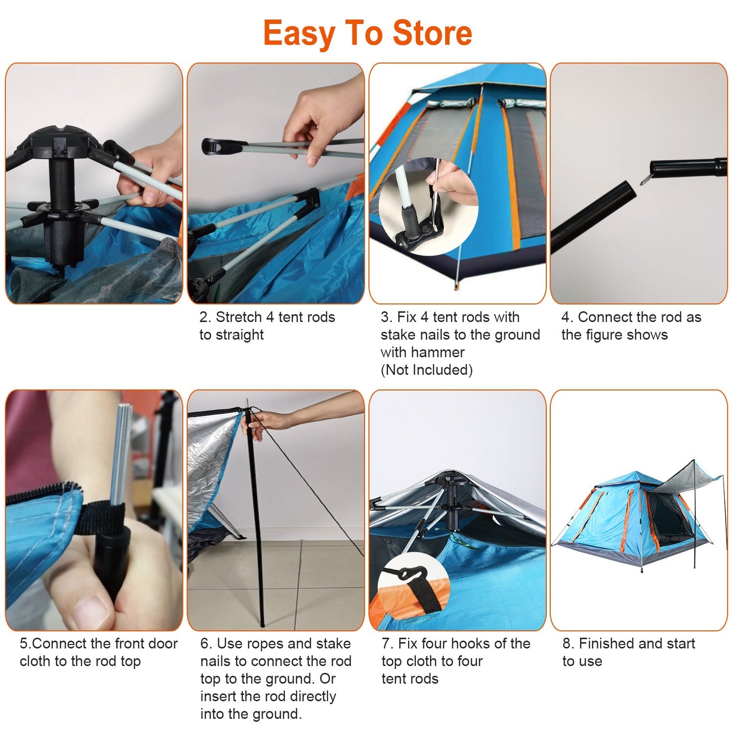 4-5 Person Camping Tent Outdoor Foldable Waterproof Tent with 2 Mosquito Nets Windows Carrying Bag for Hiking Climbing Adventure Fishing - Energize Trek
