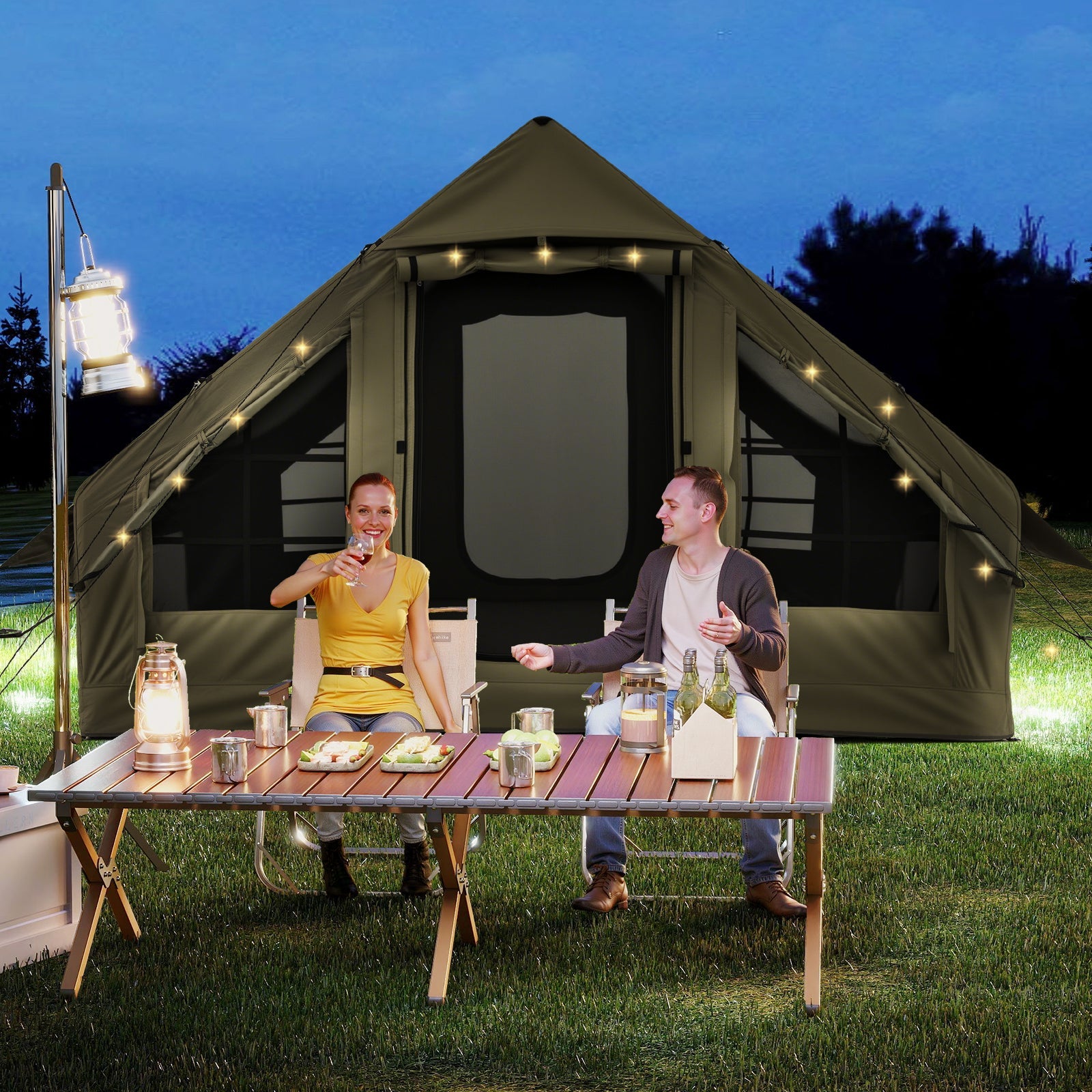 4-6 People Inflatable Camping Tent with 4 Mesh Screen Windows and 2 Doors - Energize Trek