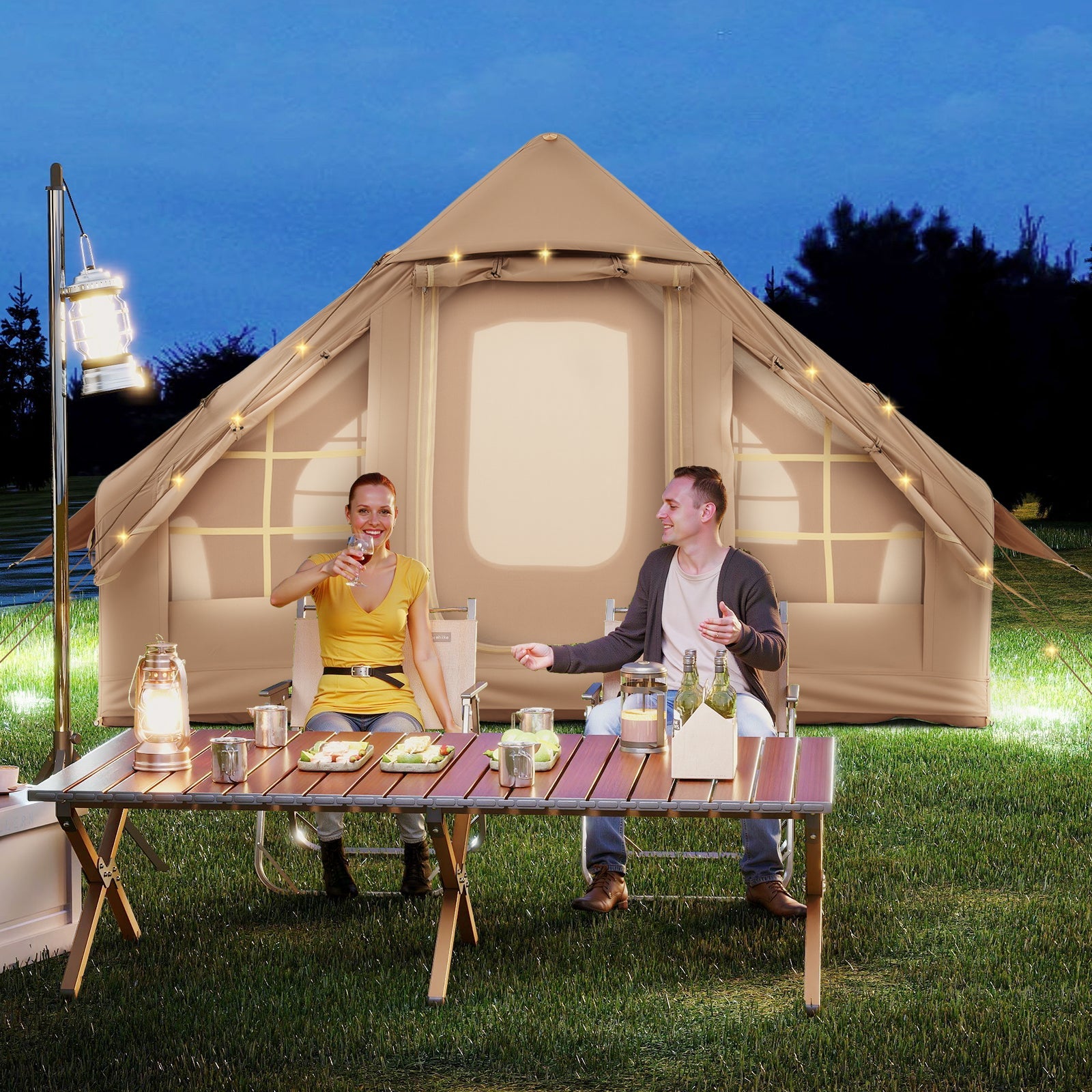 4-6 People Inflatable Camping Tent with 4 Mesh Screen Windows and 2 Doors - Energize Trek