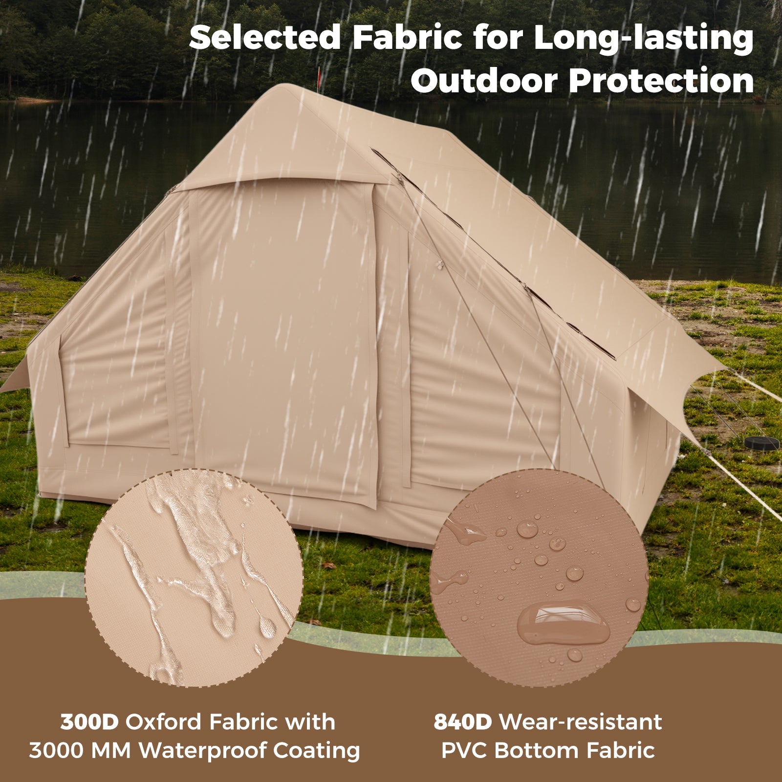 4-6 People Inflatable Camping Tent with 4 Mesh Screen Windows and 2 Doors - Energize Trek