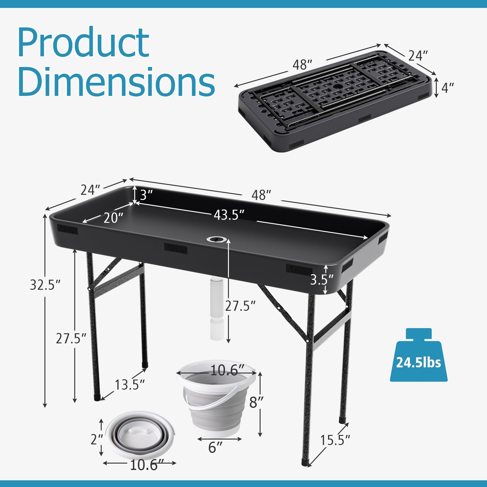 4 Feet Plastic Party Ice Folding Table with Matching Skirt - Energize Trek