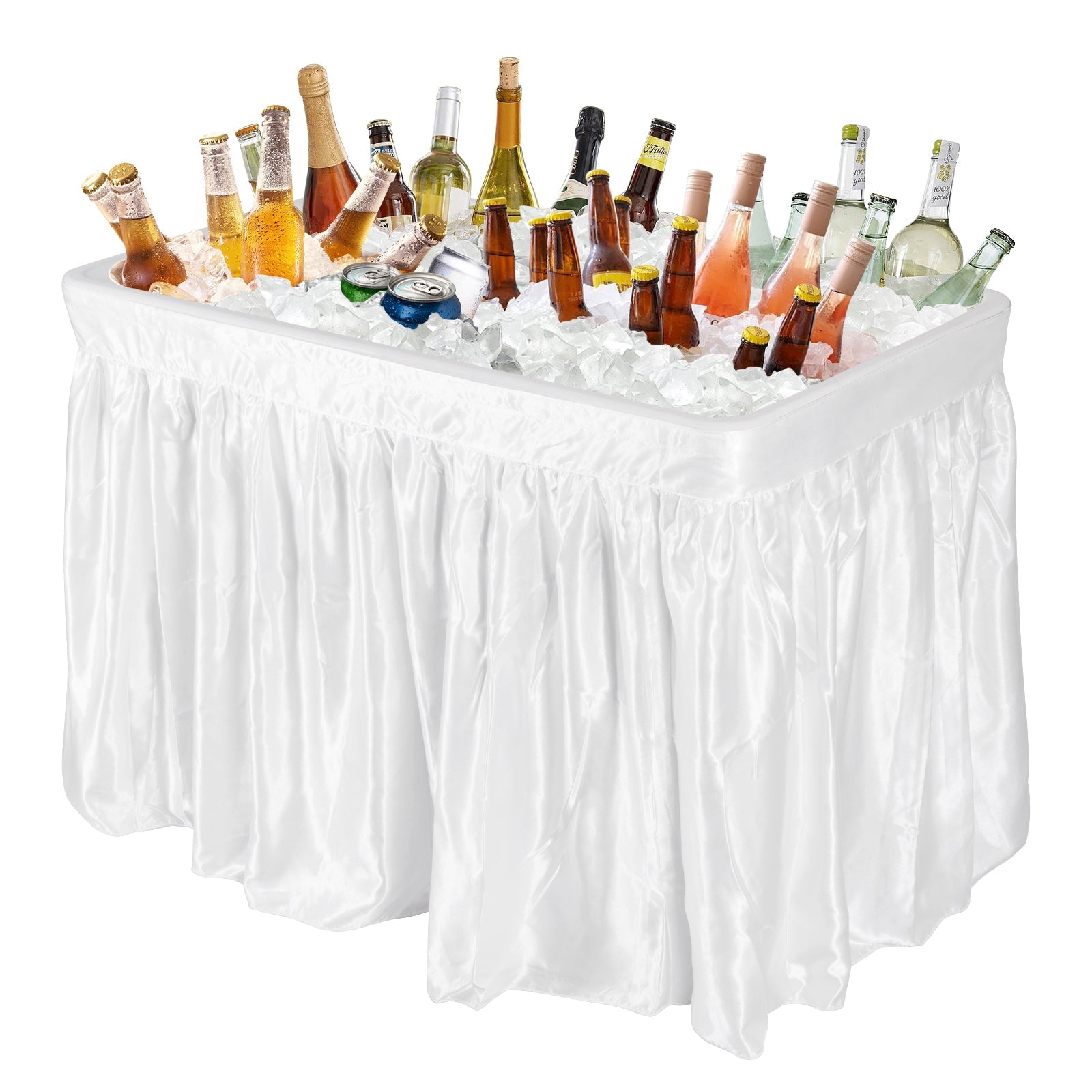 4 Feet Plastic Party Ice Folding Table with Matching Skirt - Energize Trek