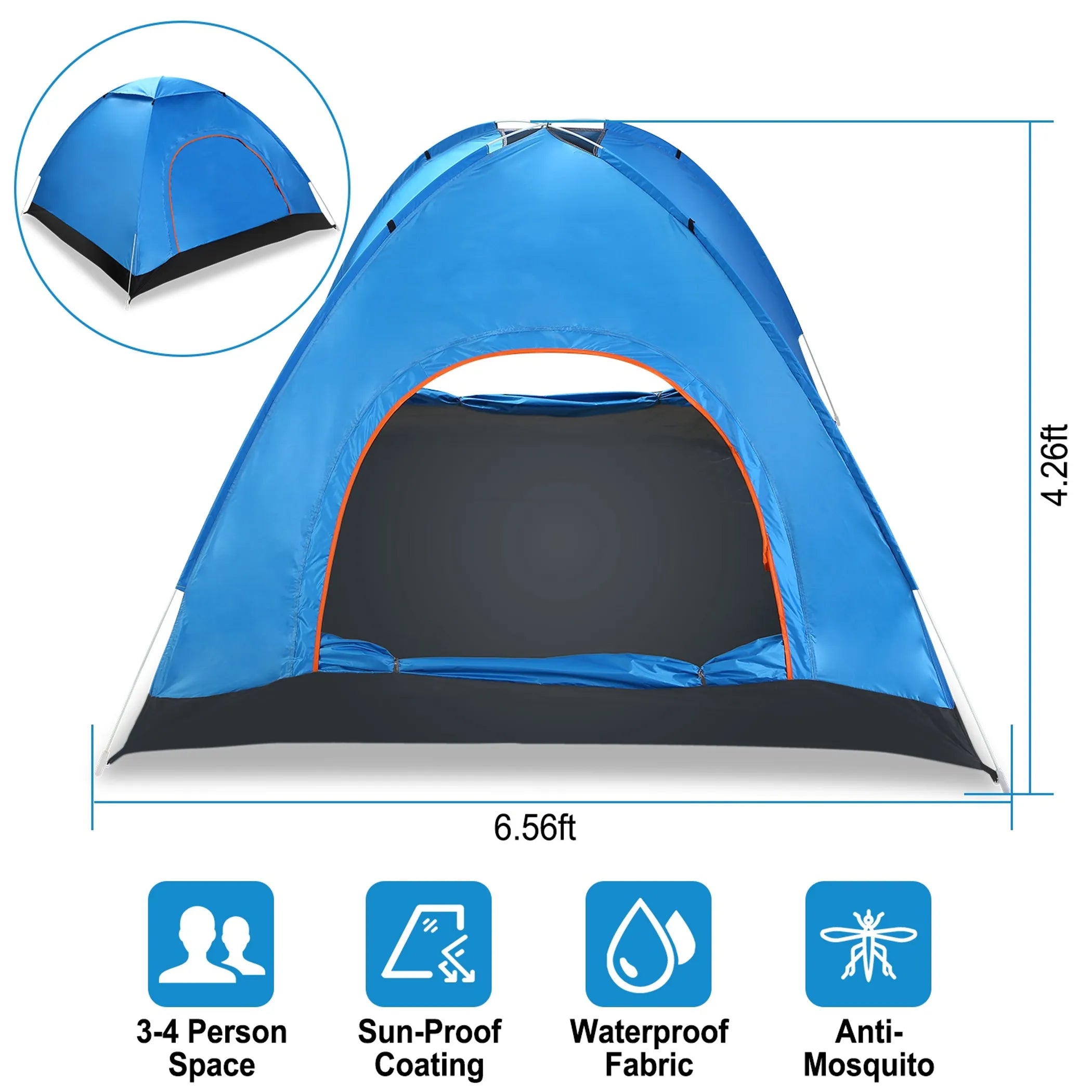 4 Persons Camping Waterproof Tent Pop Up Tent - Energize Trek