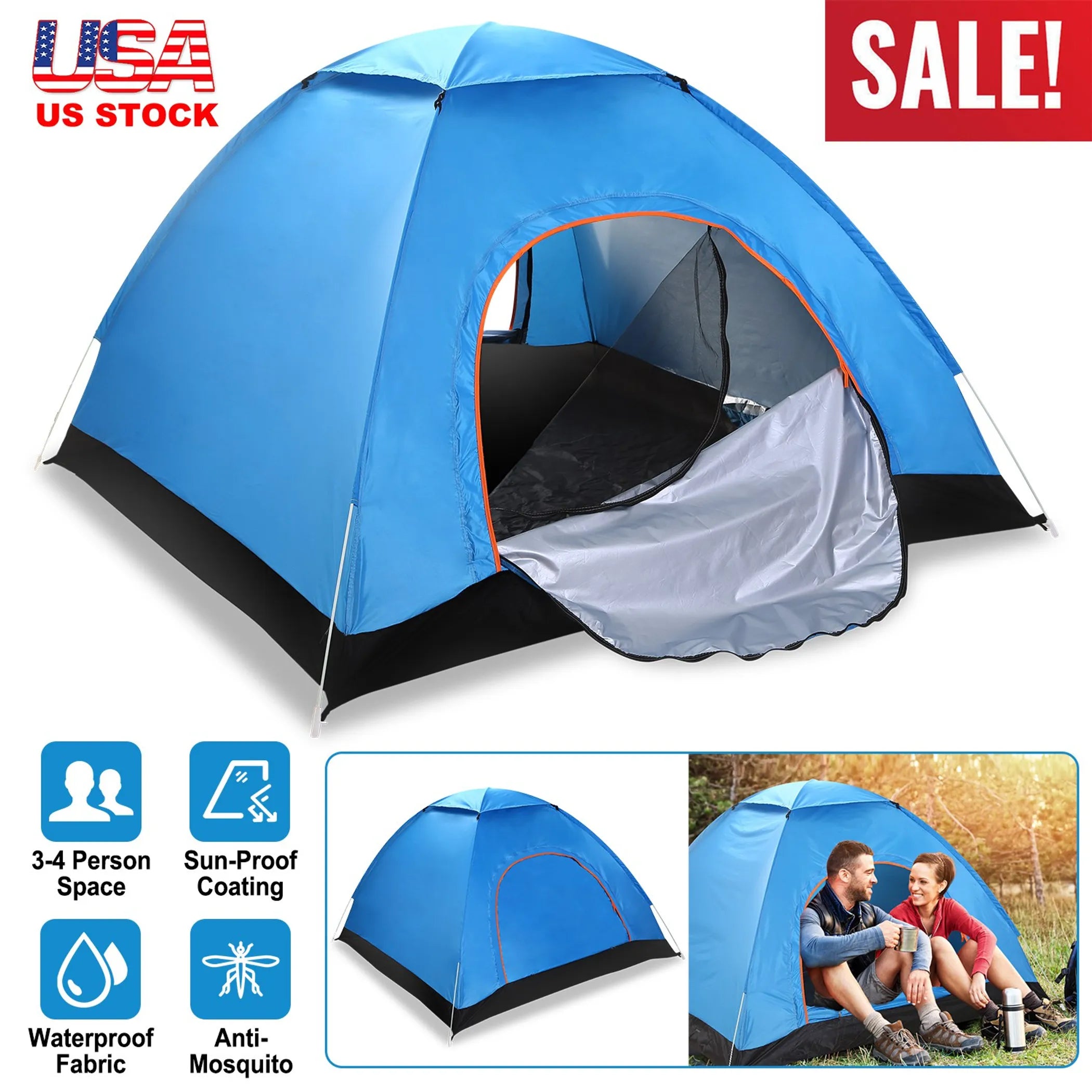 4 Persons Camping Waterproof Tent Pop Up Tent - Energize Trek