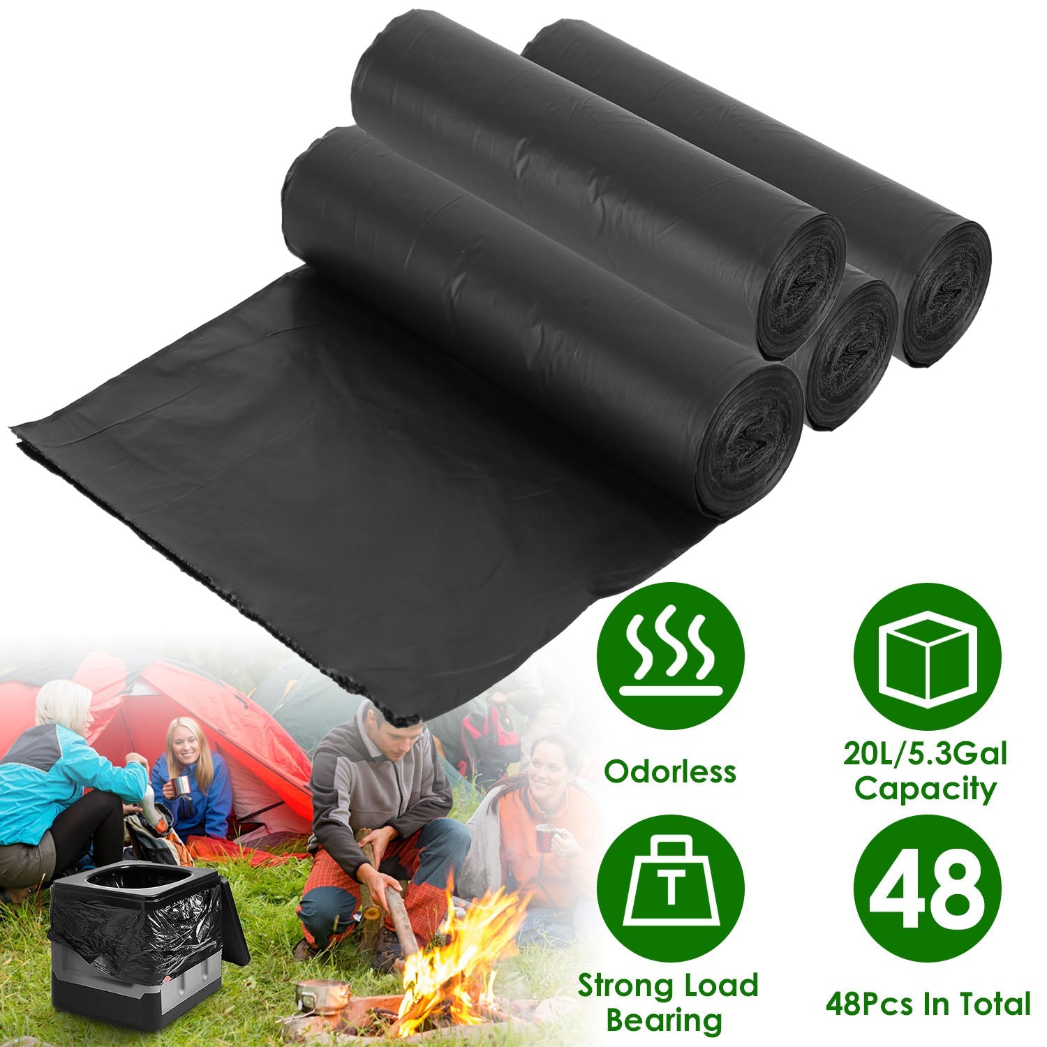 4 Rolls Black Garbage Bags 5.3 Gallons Unscented Disposable Trash Bags Portable Leak Resistant Trash Can Liners for Bathroom Office Kitchen Bedroom Ca - Energize Trek