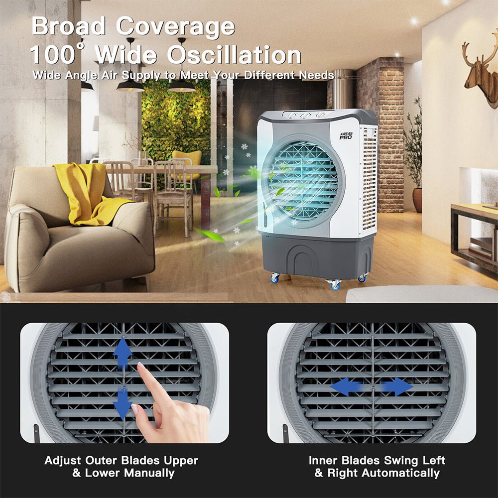 4-In-1 Portable Indoor Outdoor Evaporative Air Cooling Fan, 9740 CFM (91025436) - Energize Trek