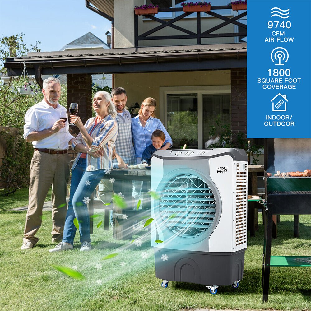 4-In-1 Portable Indoor Outdoor Evaporative Air Cooling Fan, 9740 CFM (91025436) - Energize Trek