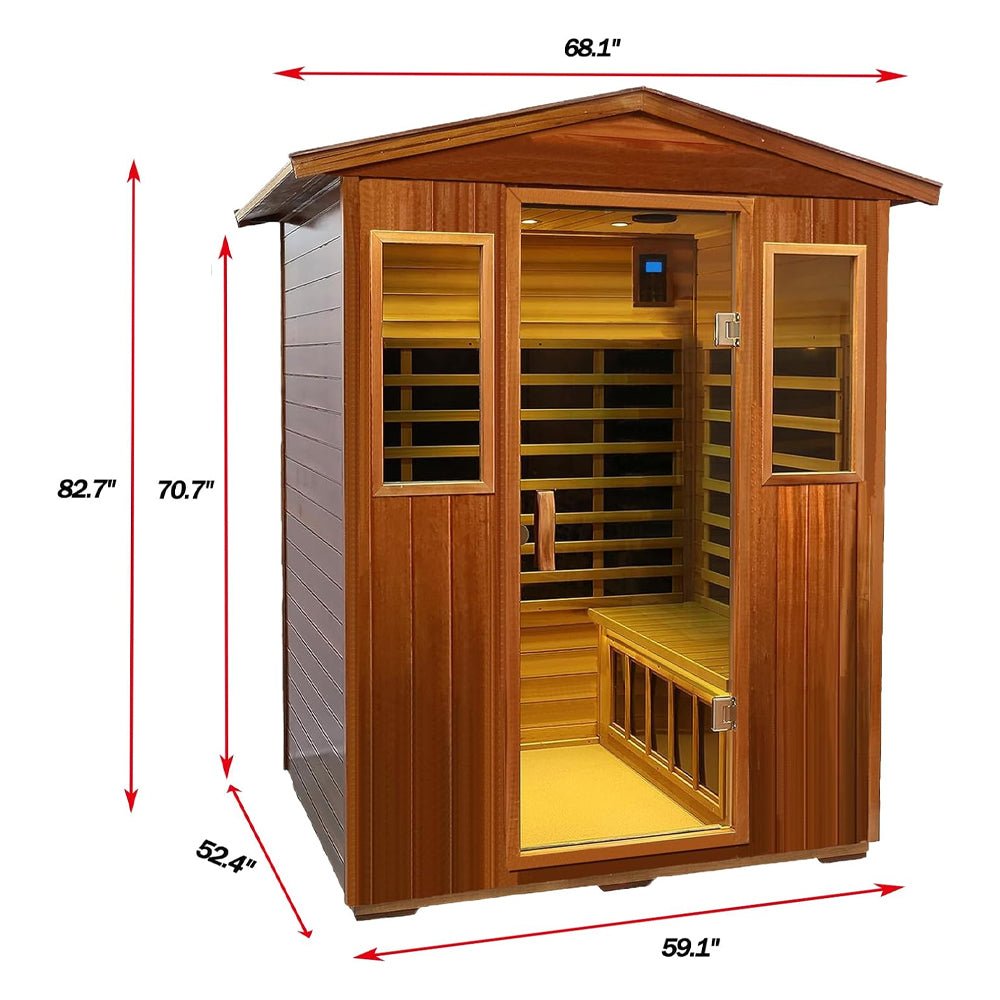 Premium 4-Person Luxury Low EMF Outdoor FAR Infrared Home Sauna With Bluetooth Audio, 2050W (SAK15372) - Energize Trek