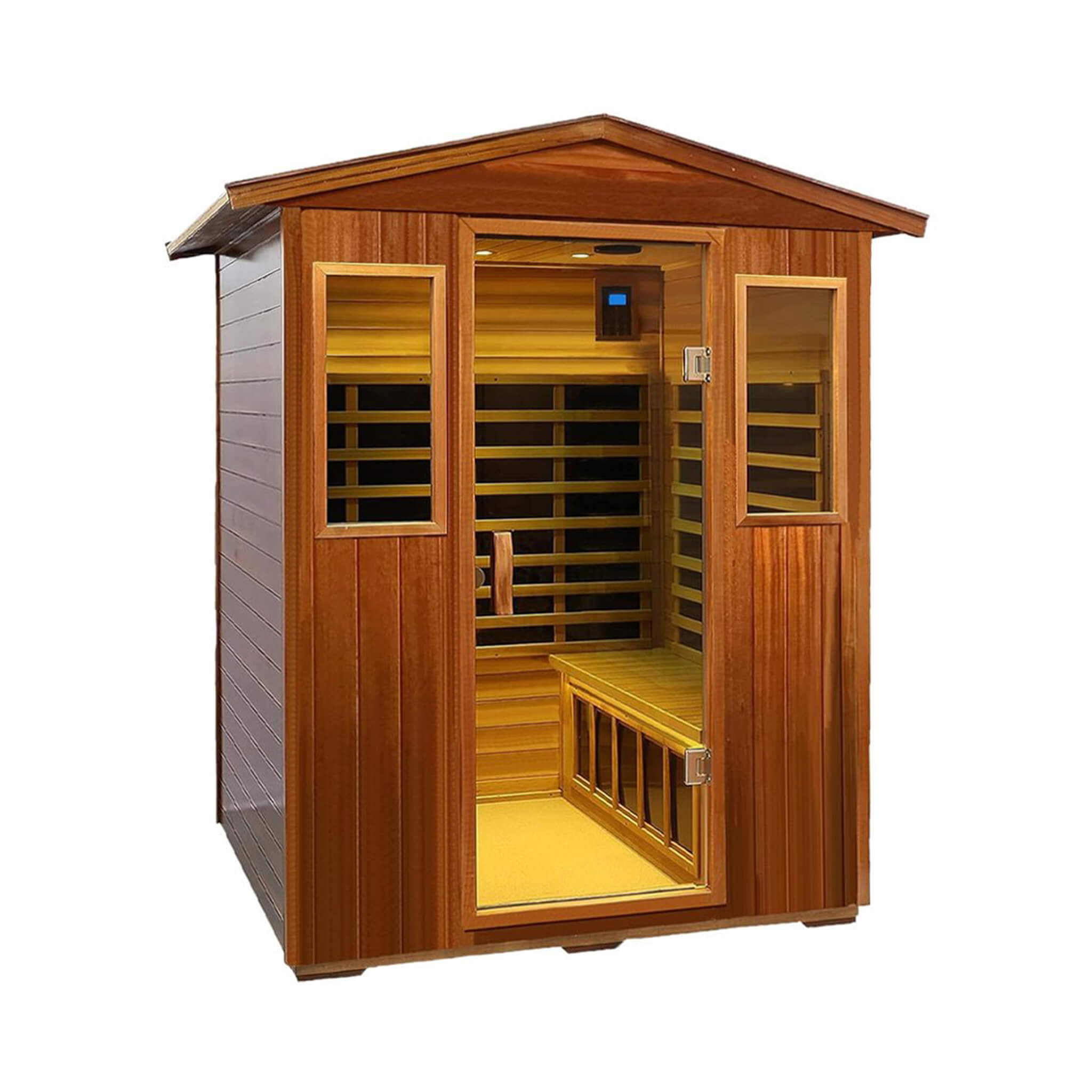 Premium 4-Person Luxury Low EMF Outdoor FAR Infrared Home Sauna With Bluetooth Audio, 2050W (SAK15372) - Energize Trek