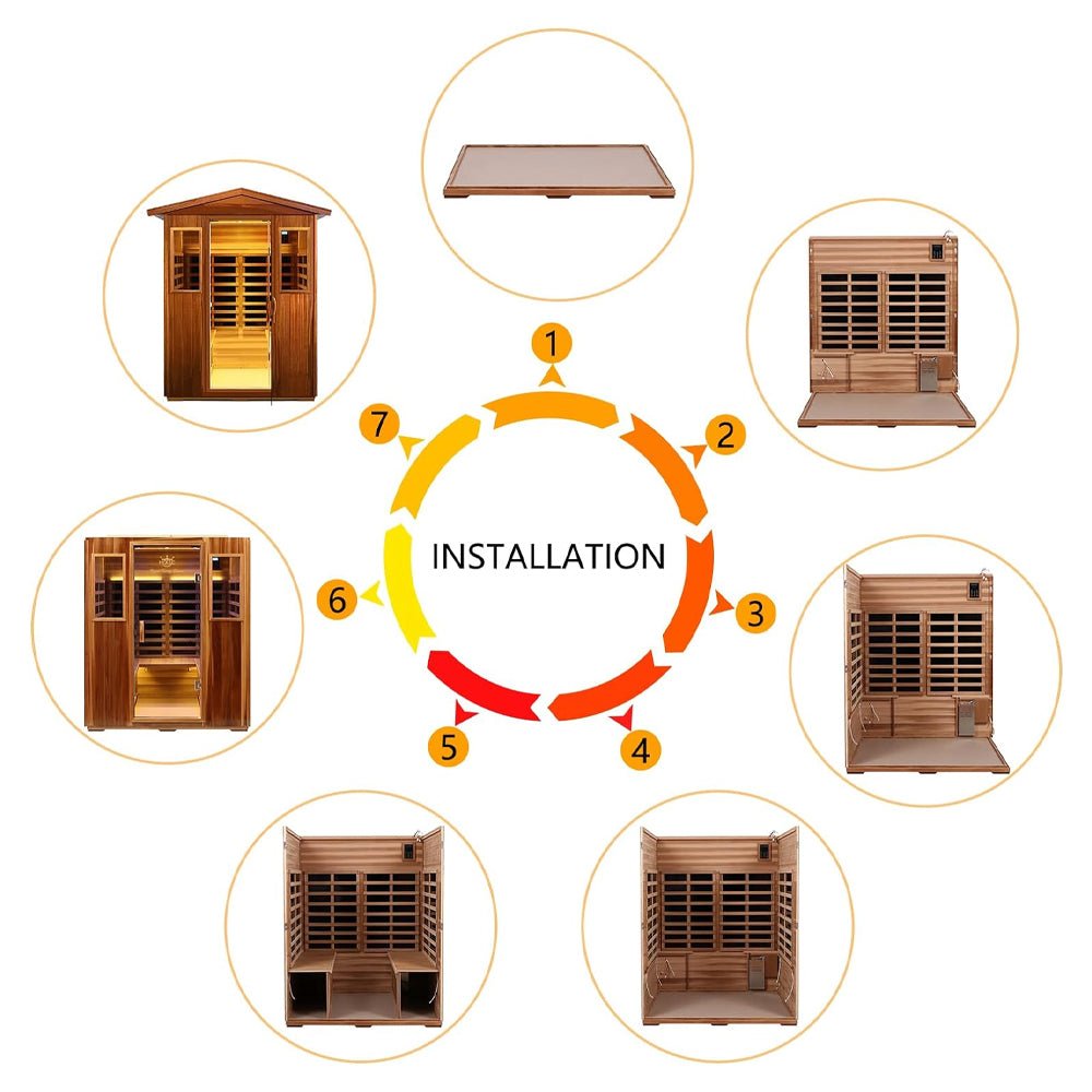 Premium 4-Person Luxury Low EMF Outdoor FAR Infrared Home Sauna With Bluetooth Audio, 2050W (SAK15372) - Energize Trek