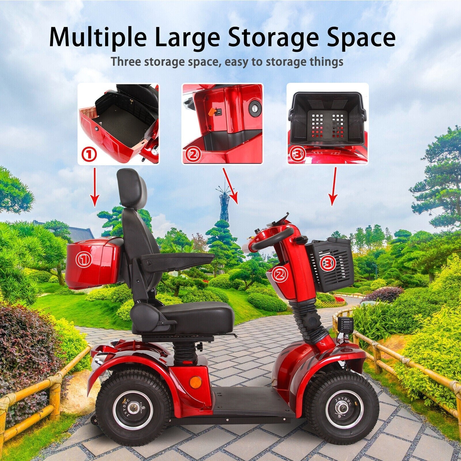 4-Wheel Heavy Duty 48V20AH Electric All-Terrain Mobility Scooter, 500W (SAK93647) - Energize Trek
