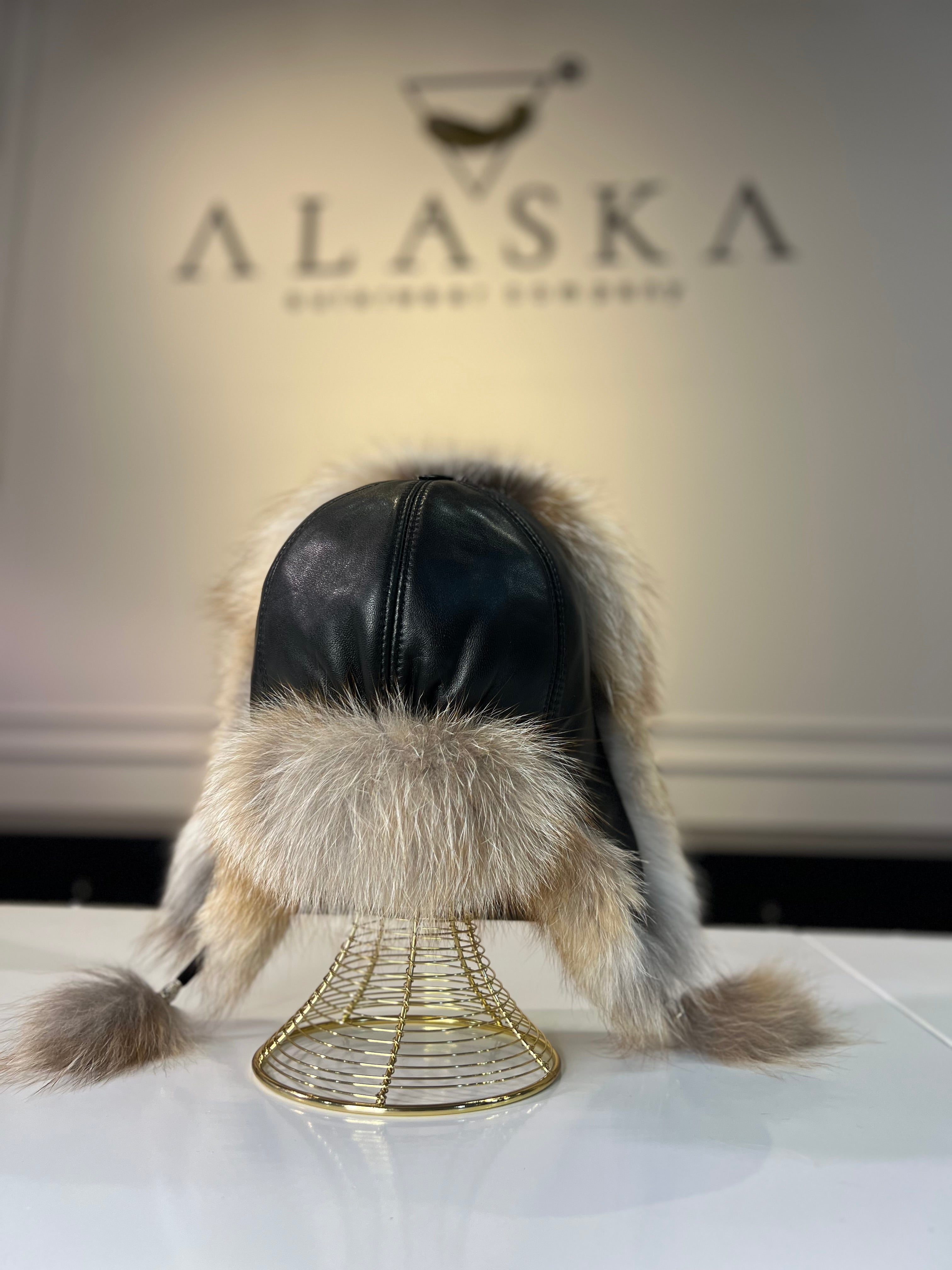 Genuine Silver Fox Fur Genuine Leather Hat - Energize Trek