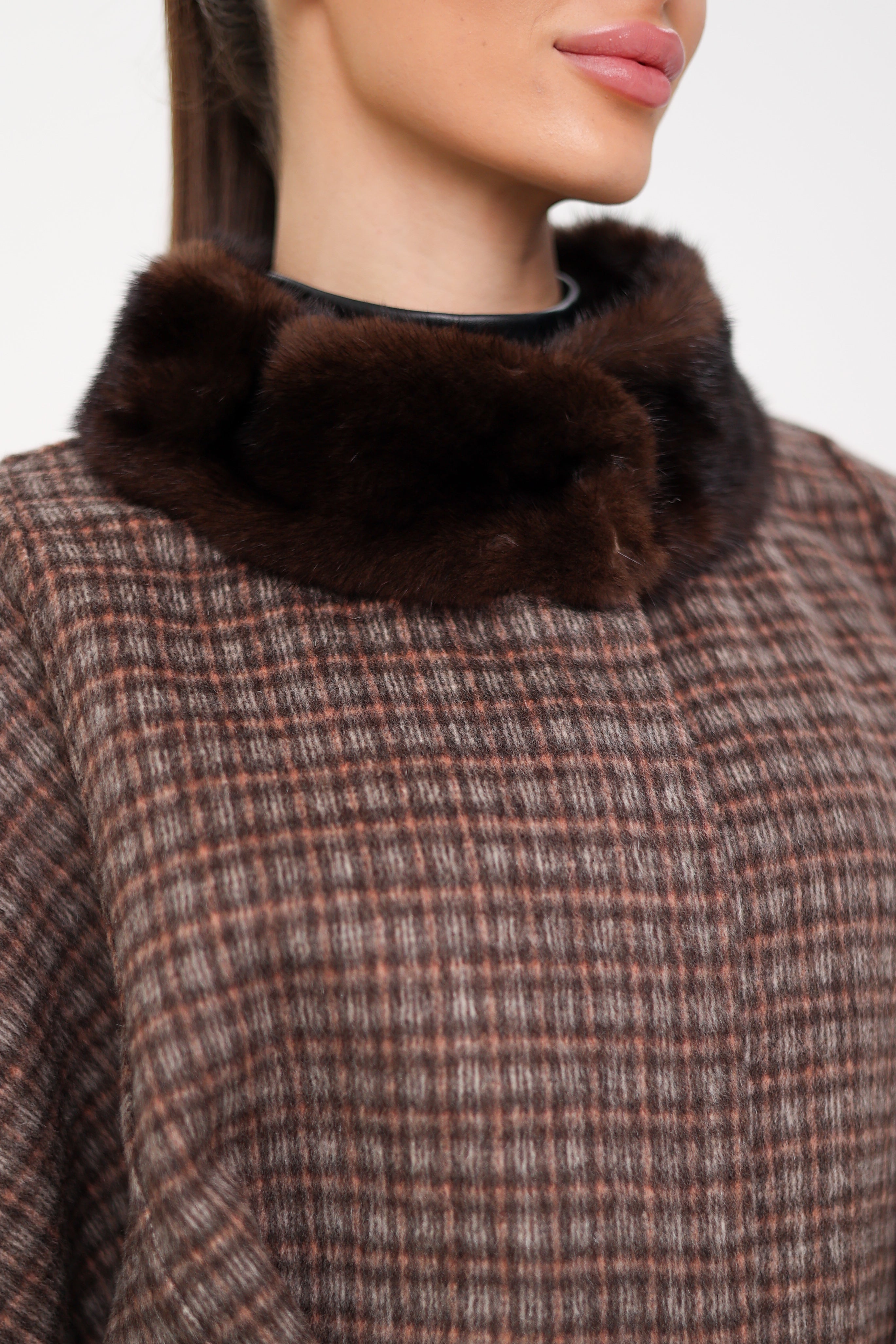 Genuine Scandinavian Mink Fur Double Face Wool Poncho - Energize Trek