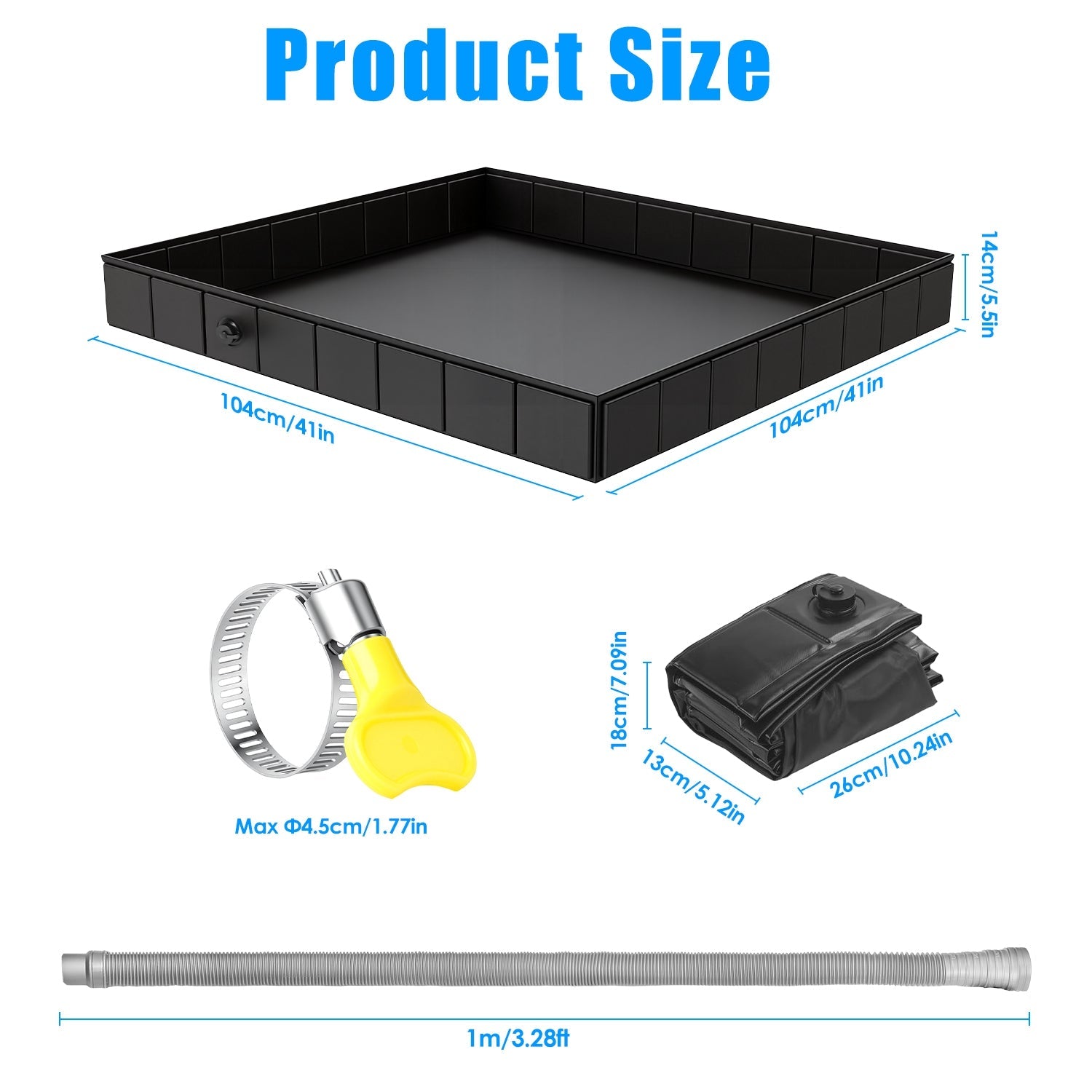 41x41x5.5in Portable Shower Pan Foldable Shower Basin Collapsible Camping Shower Tent Base with Detachable Drain Pipe for Indoor & Outdoor - Energize Trek