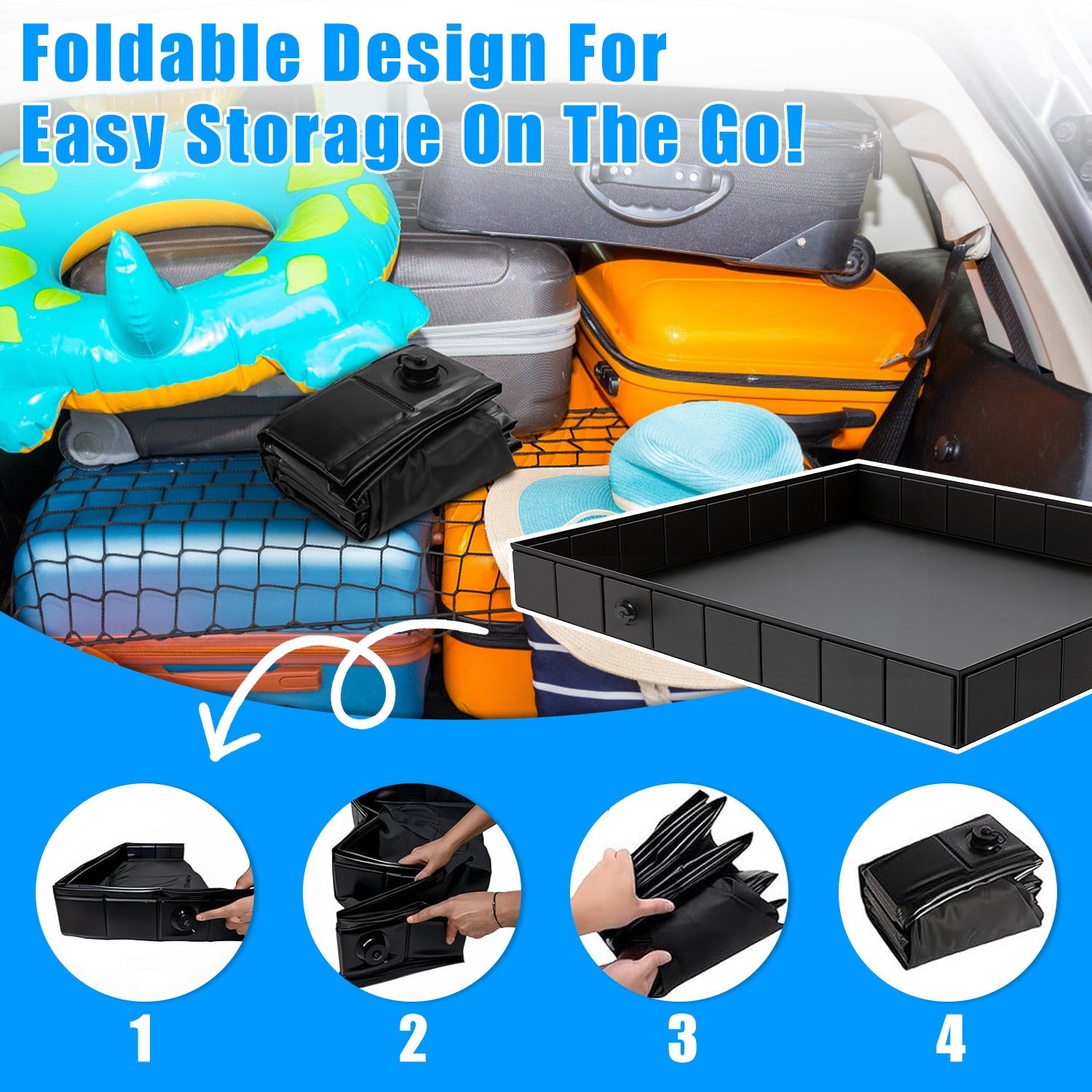 41x41x5.5in Portable Shower Pan Foldable Shower Basin Collapsible Camping Shower Tent Base with Detachable Drain Pipe for Indoor & Outdoor - Energize Trek