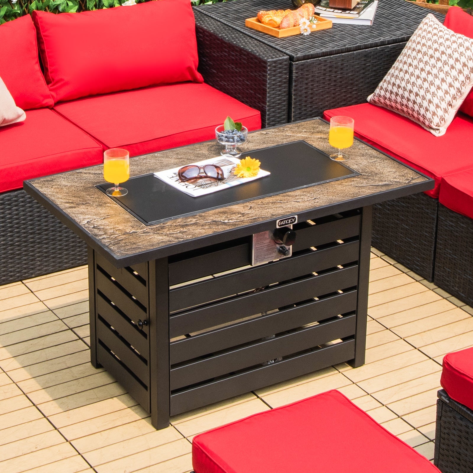 42 Inch 50000 BTU Propane Fire Pit Table with Ore Powder Surface - Energize Trek