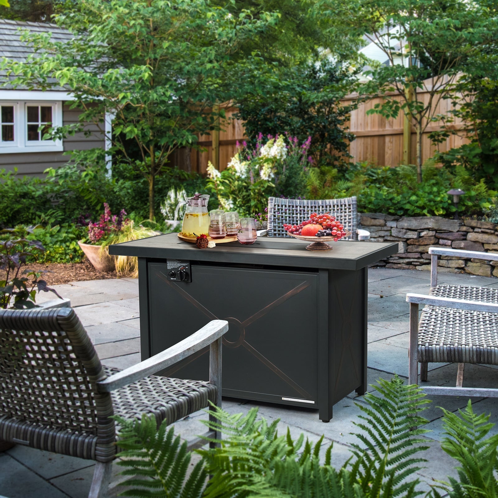 42 Inch 60000 BTU Propane Fire Pit Table with Ceramic Tabletop - Energize Trek