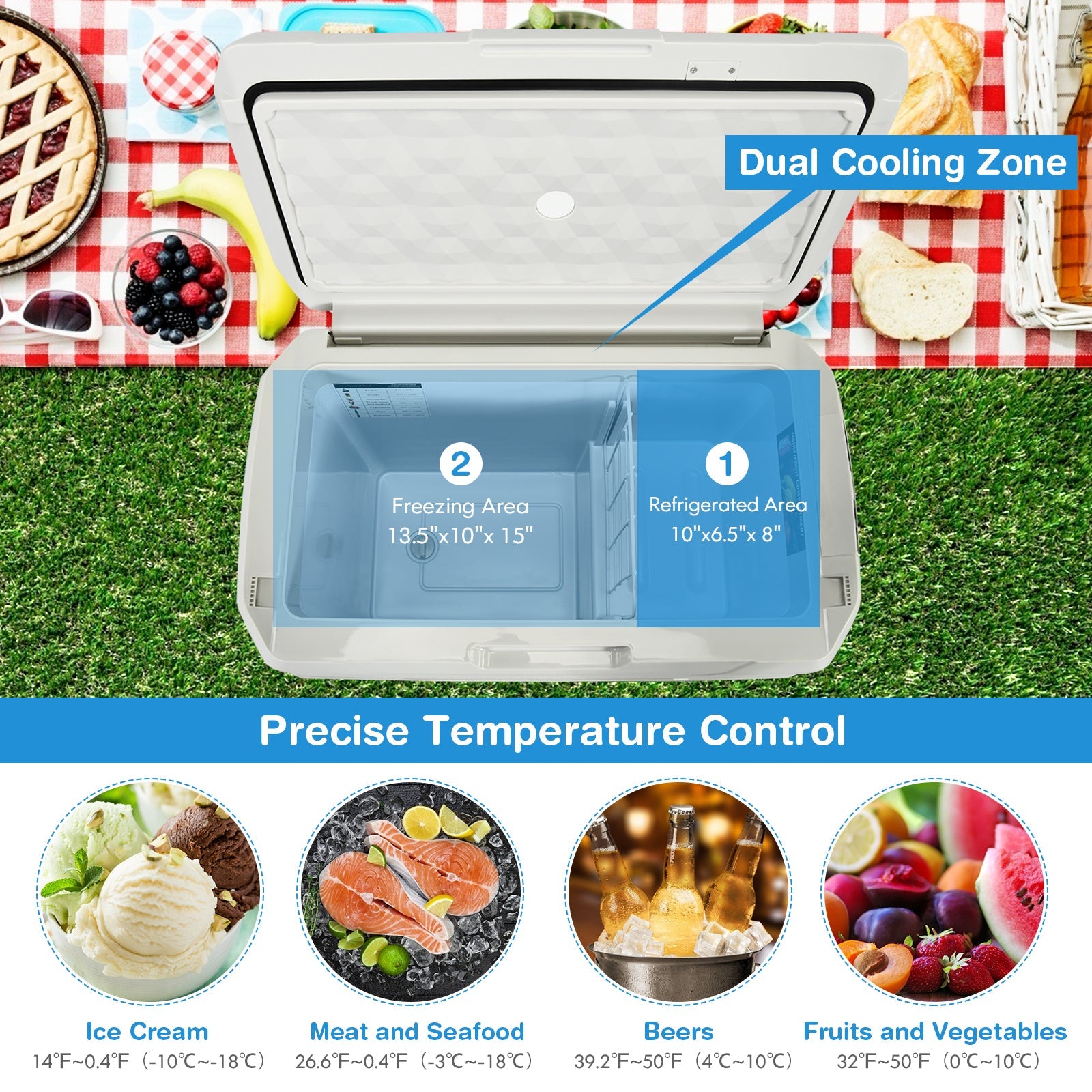 42 QT Portable Dual-Zone Car Refrigerator - Energize Trek