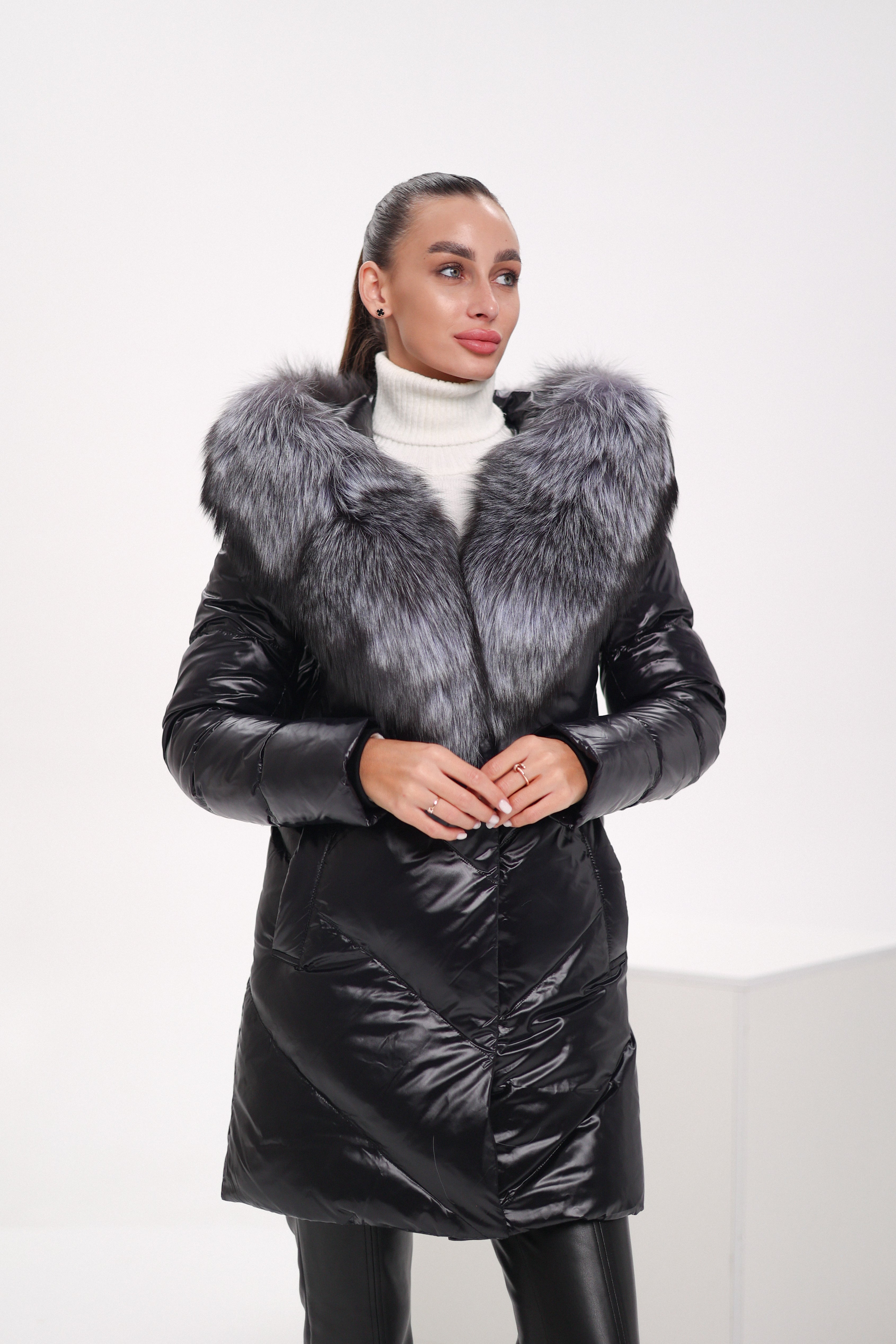 Genuine Silver Fox Fur Down Fill Coat - Energize Trek