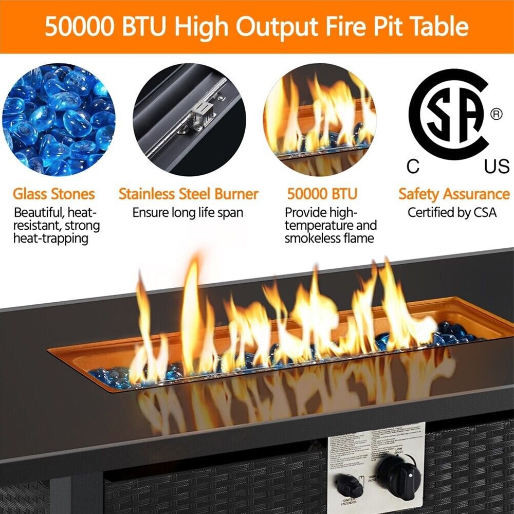 43" 50,000 BTU Outdoor Patio Propane Gas Fire Pit Table (91486067) - Energize Trek
