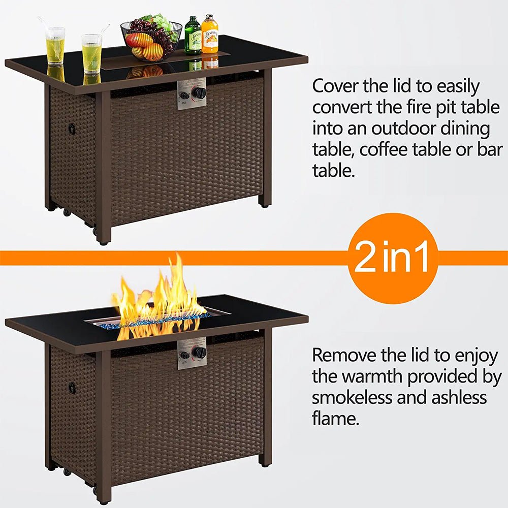43" 50,000 BTU Outdoor Patio Propane Gas Fire Pit Table (91486067) - Energize Trek