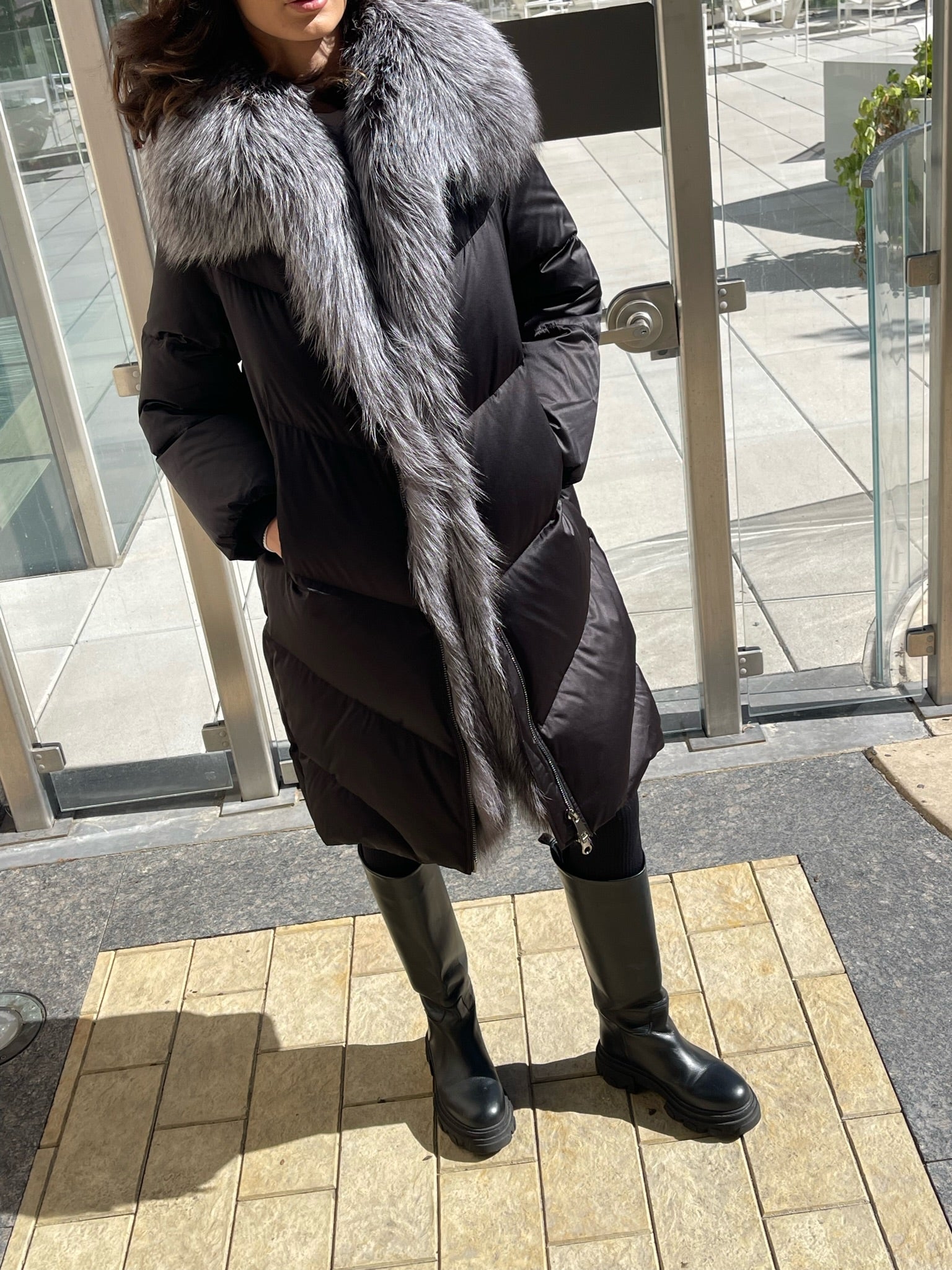 Amandine Genuine Silver Fox Down Parka - Energize Trek