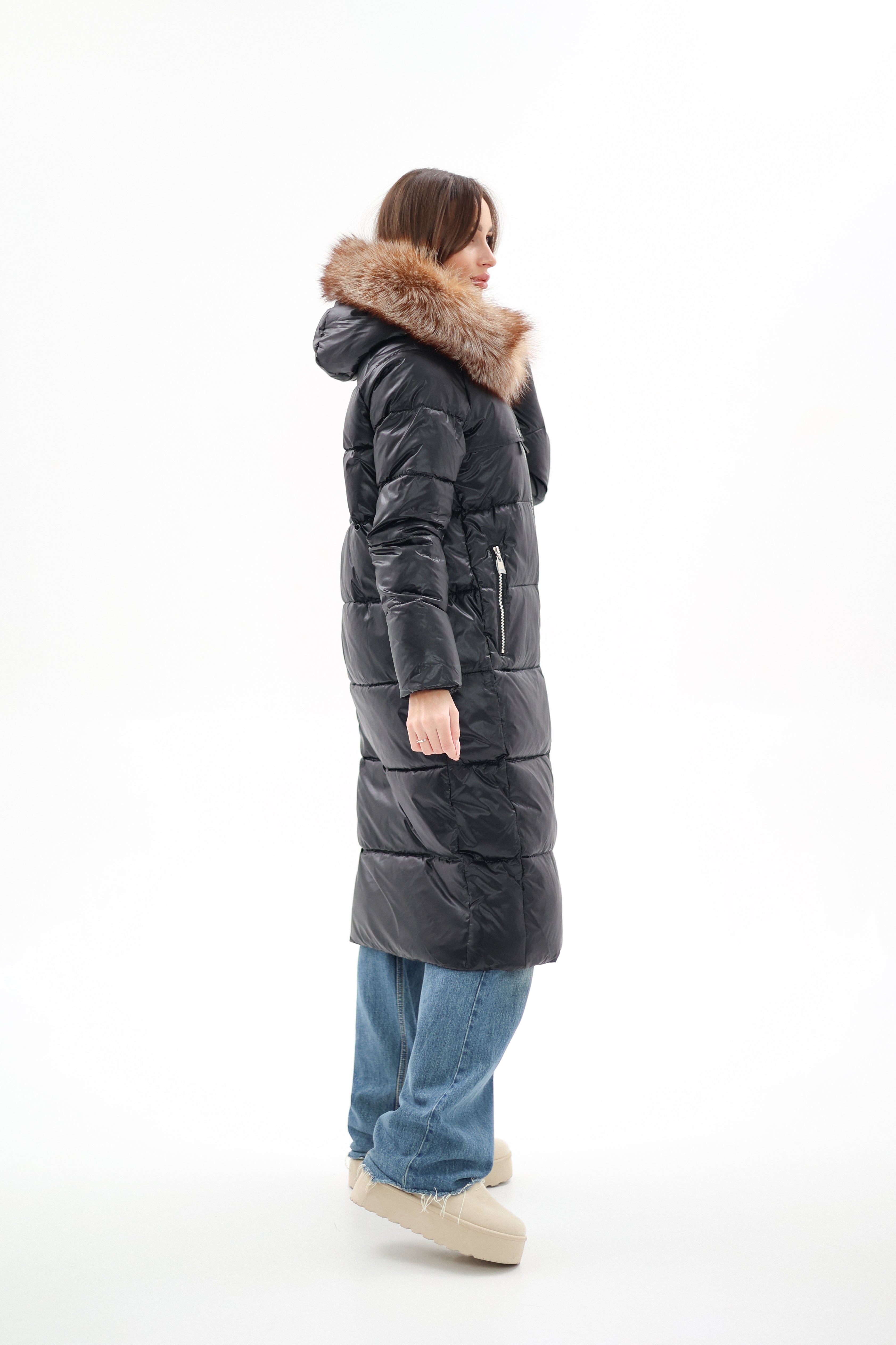 Genuine Silver Fox Fur Alternative Down Fill Coat - Energize Trek