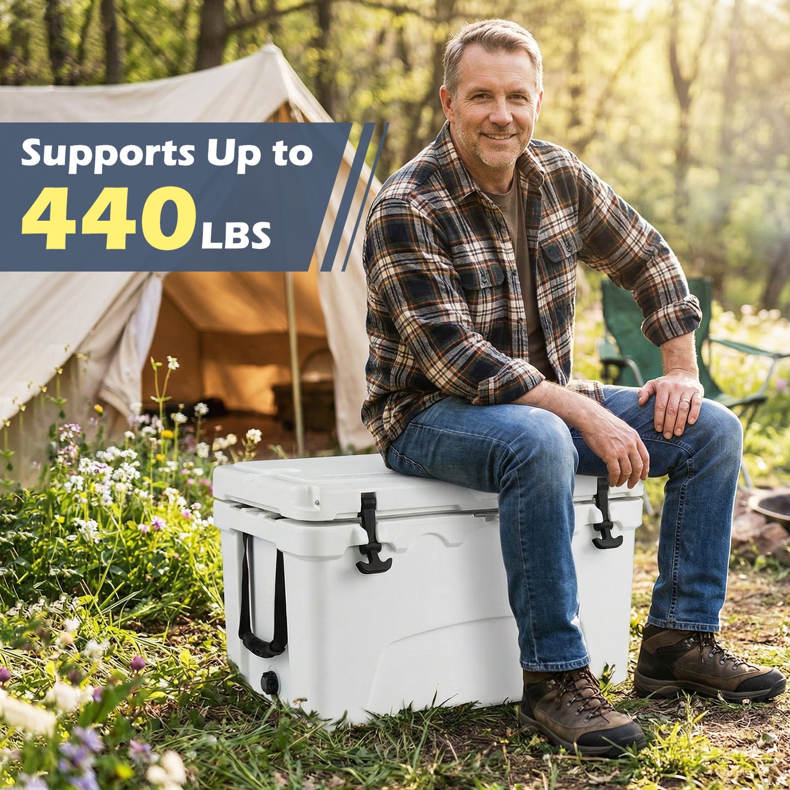 45 Quart Portable Hard Cooler Insulated Ice Chest Keeps Cool for up to 6 Days - Energize Trek