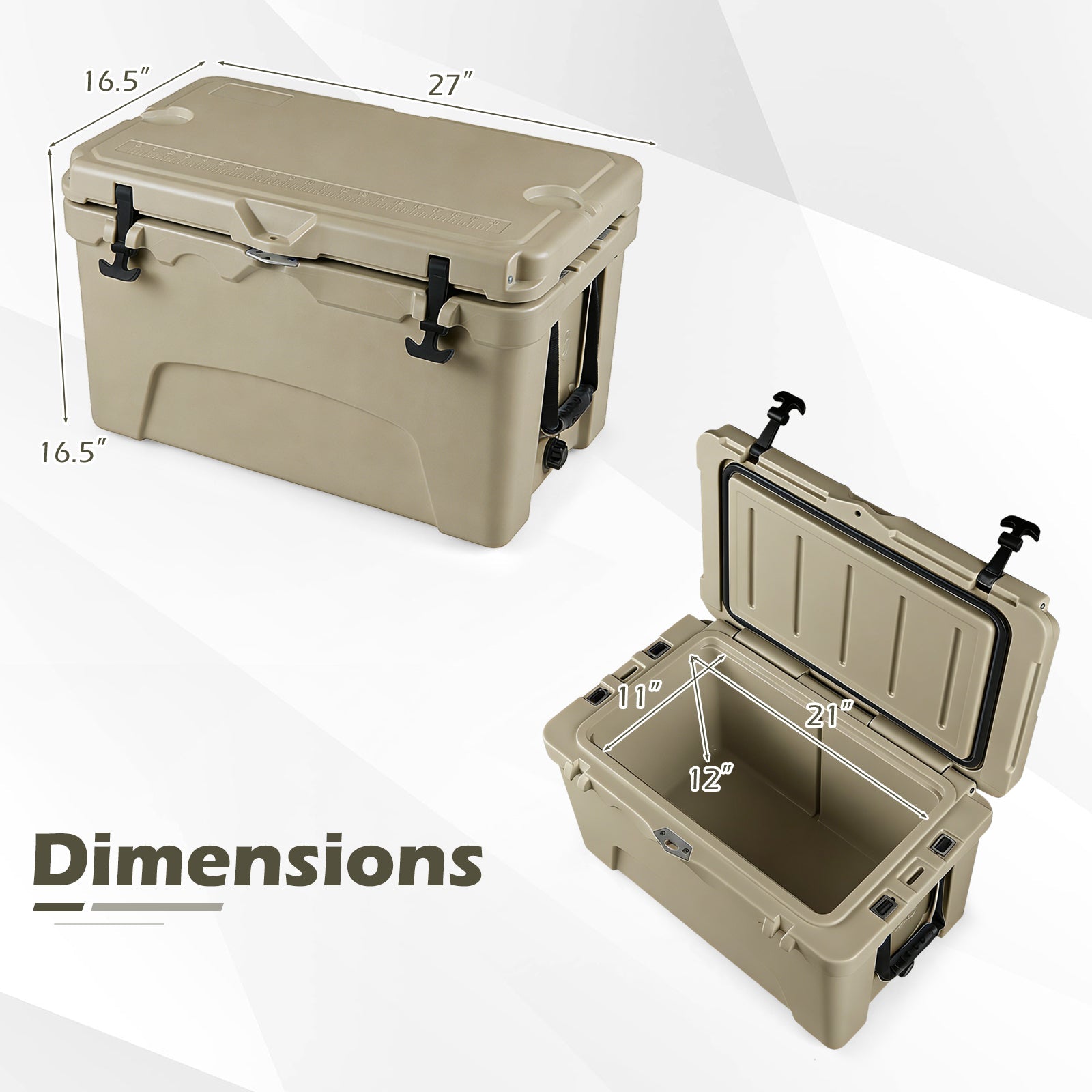 45 Quart Portable Hard Cooler Insulated Ice Chest Keeps Cool for up to 6 Days - Energize Trek