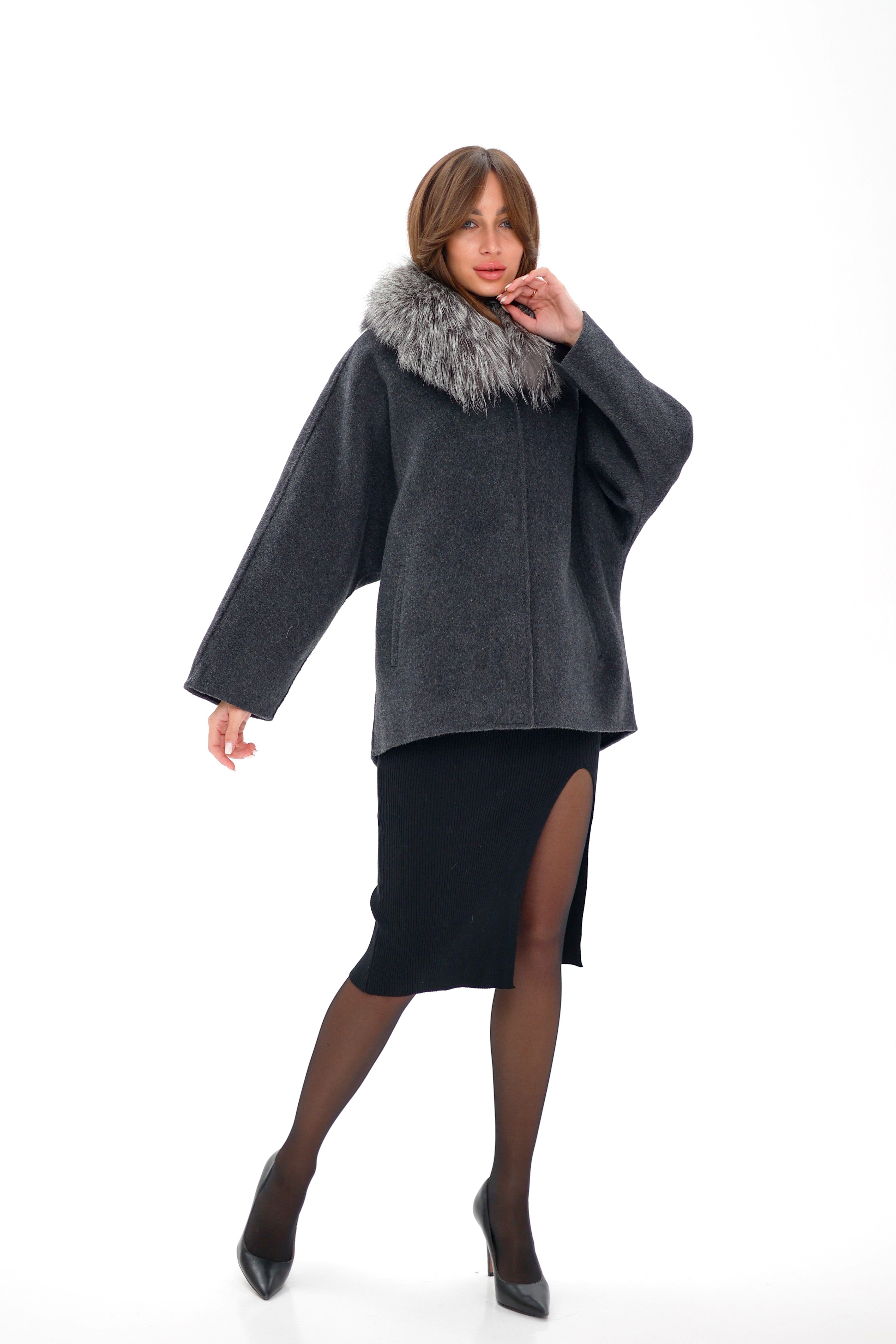 Genuine Silver Fox Fur Virgin Wool Coat - Energize Trek