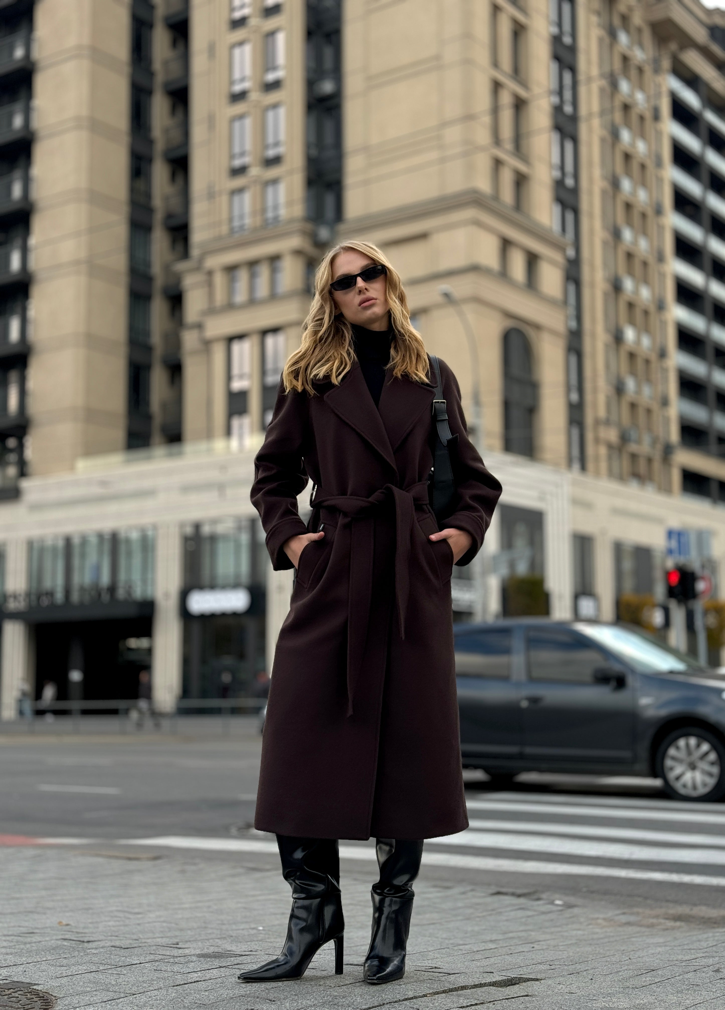 Emily Classic Wool Blend Overcoat in Rich Chocolate - Energize Trek