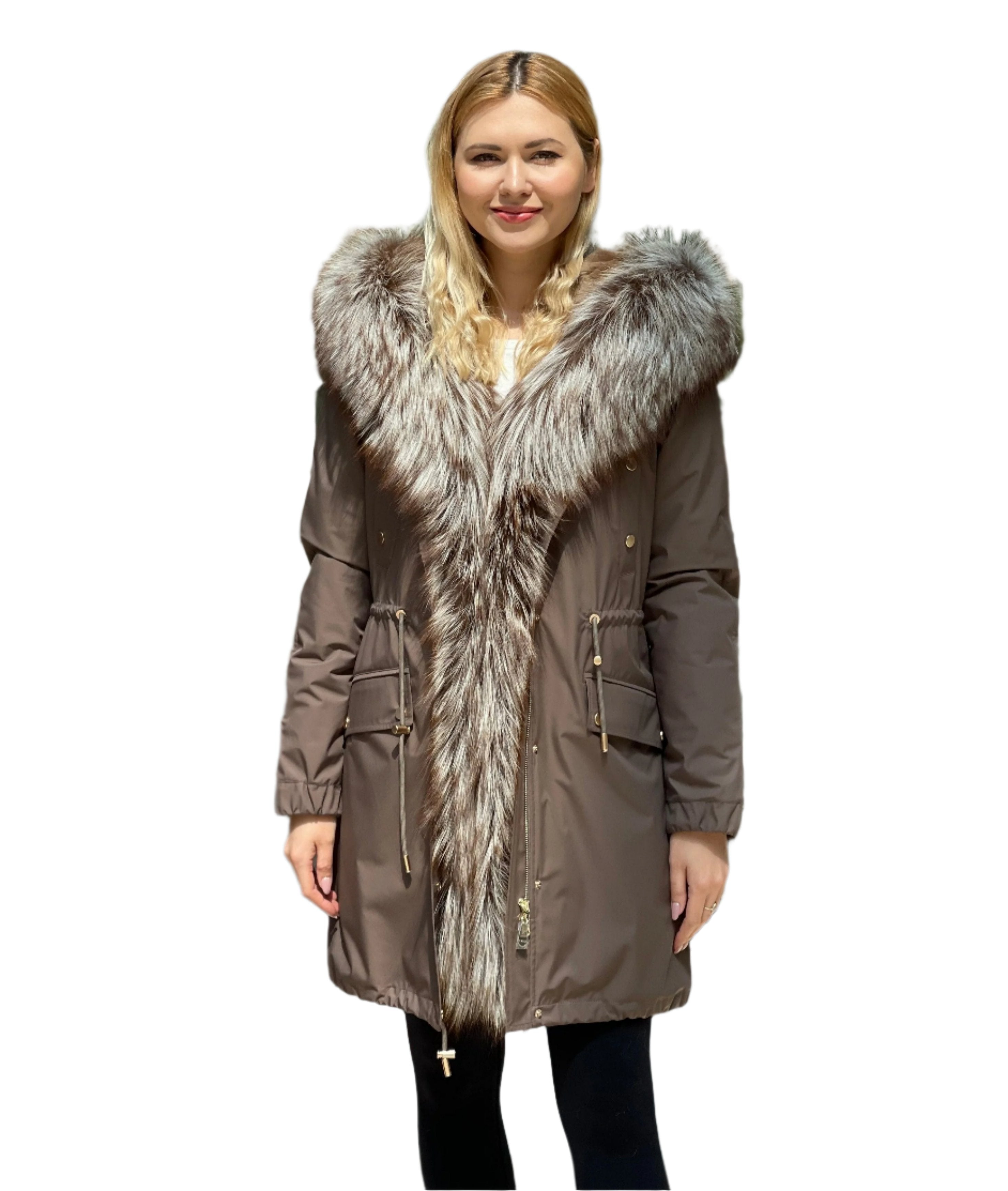 Silver Fox Fur Trim Rabbit Fur Insulated Parka - Energize Trek